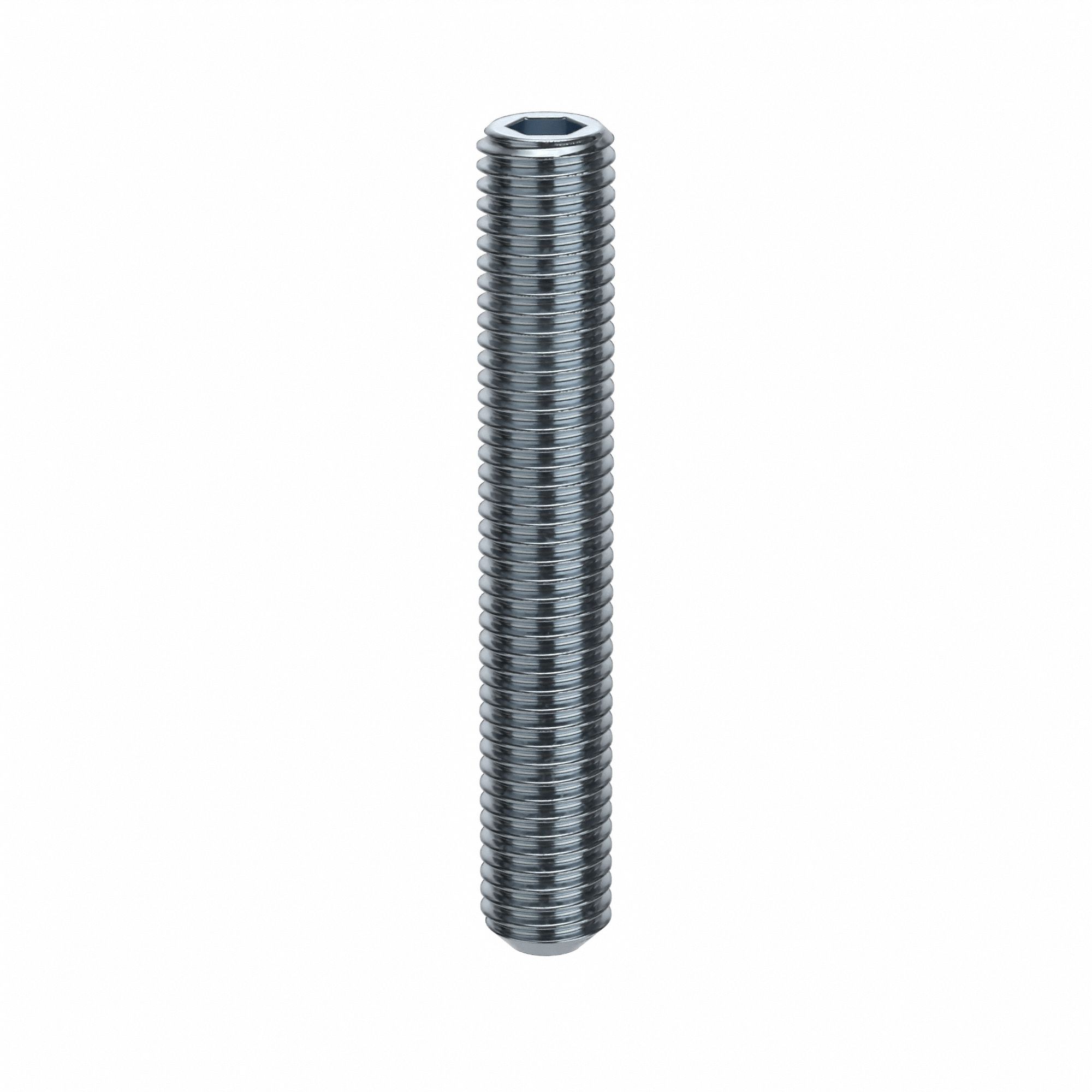 Socket Set Screw: 5/8"-11 Thread Size, 4 in Overall Lg, Flat pt, Alloy Steel, Zinc Plated, 5 PK