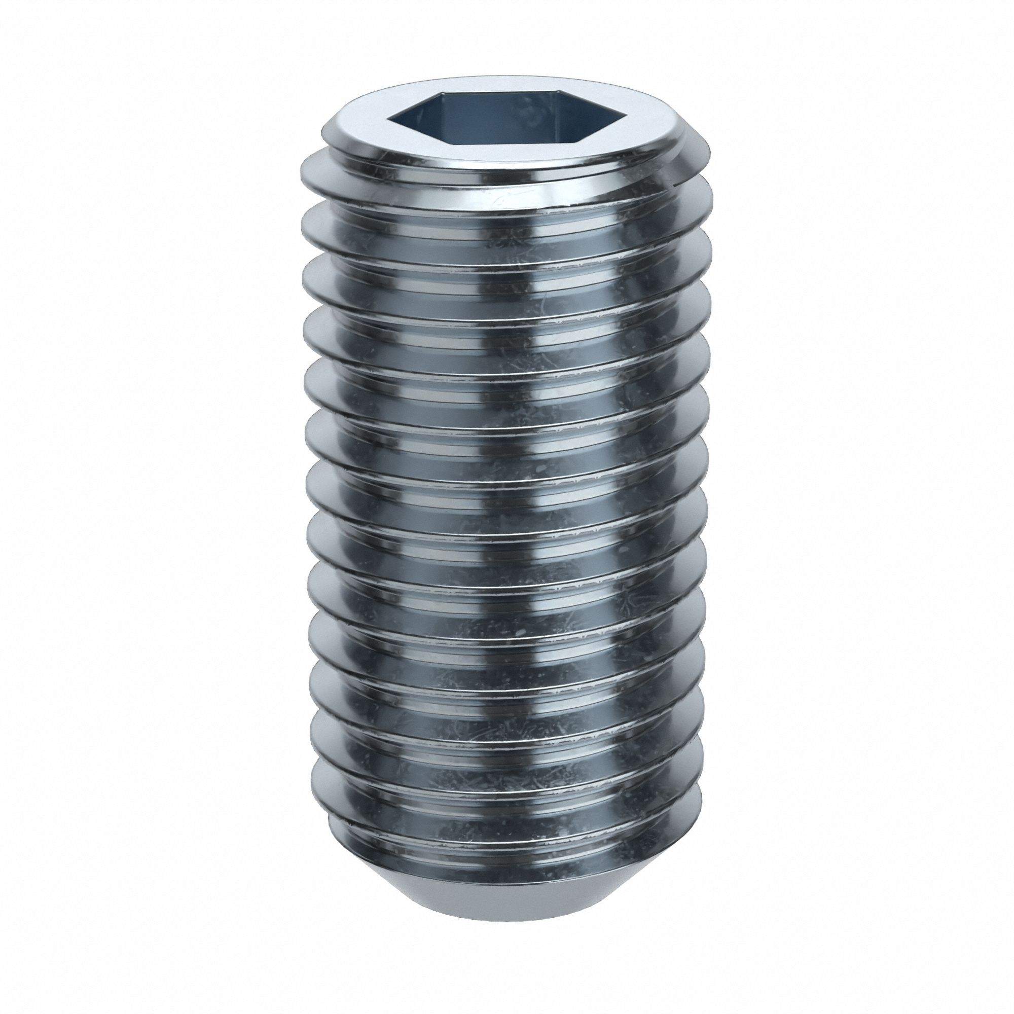 Socket Set Screw: 3/4"-10 Thread Size, 1 1/2 in Overall Lg, Flat pt, Alloy Steel, Zinc Plated, 5 PK