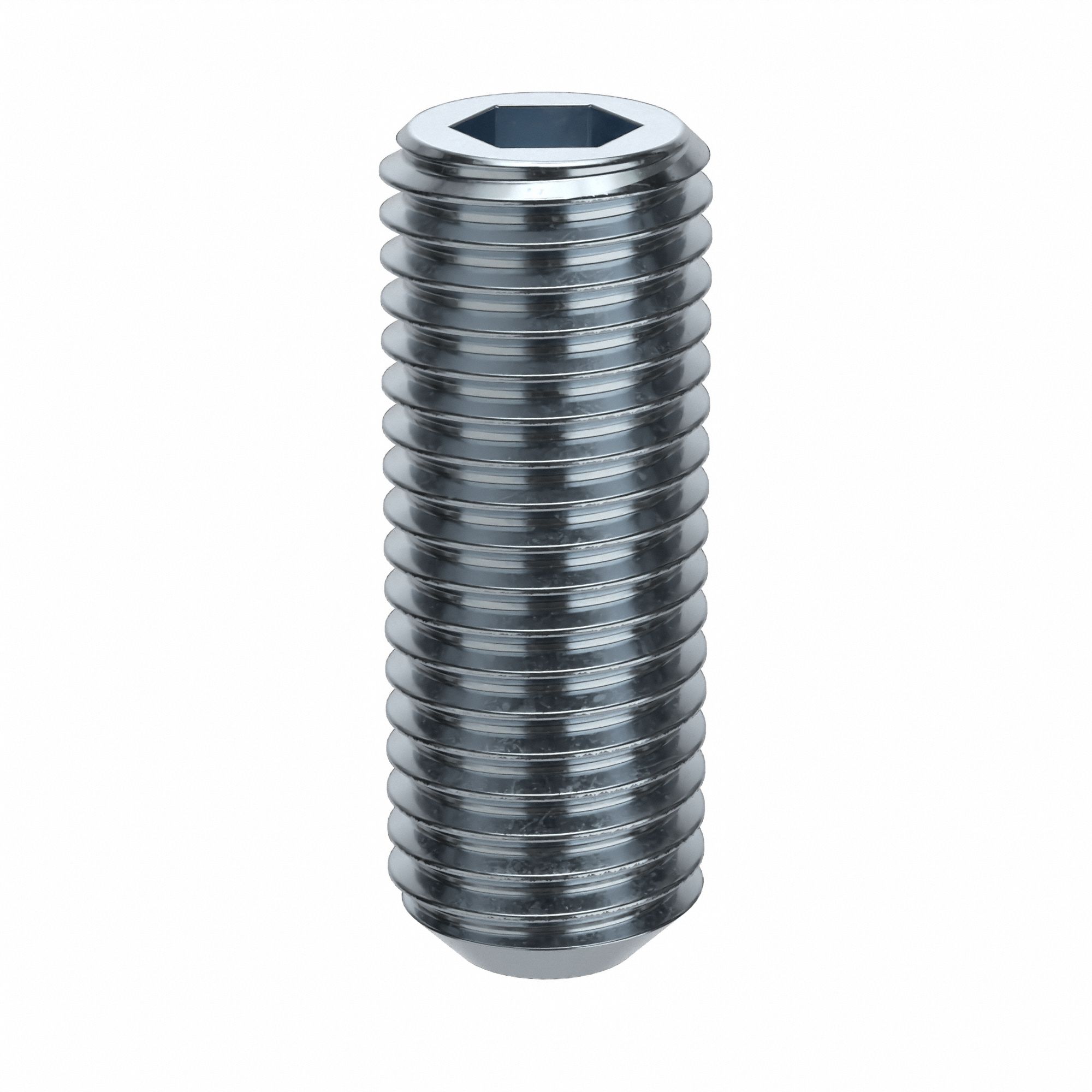 Socket Set Screw: 3/4"-10 Thread Size, 2 in Overall Lg, Flat pt, Alloy Steel, Zinc Plated, 5 PK