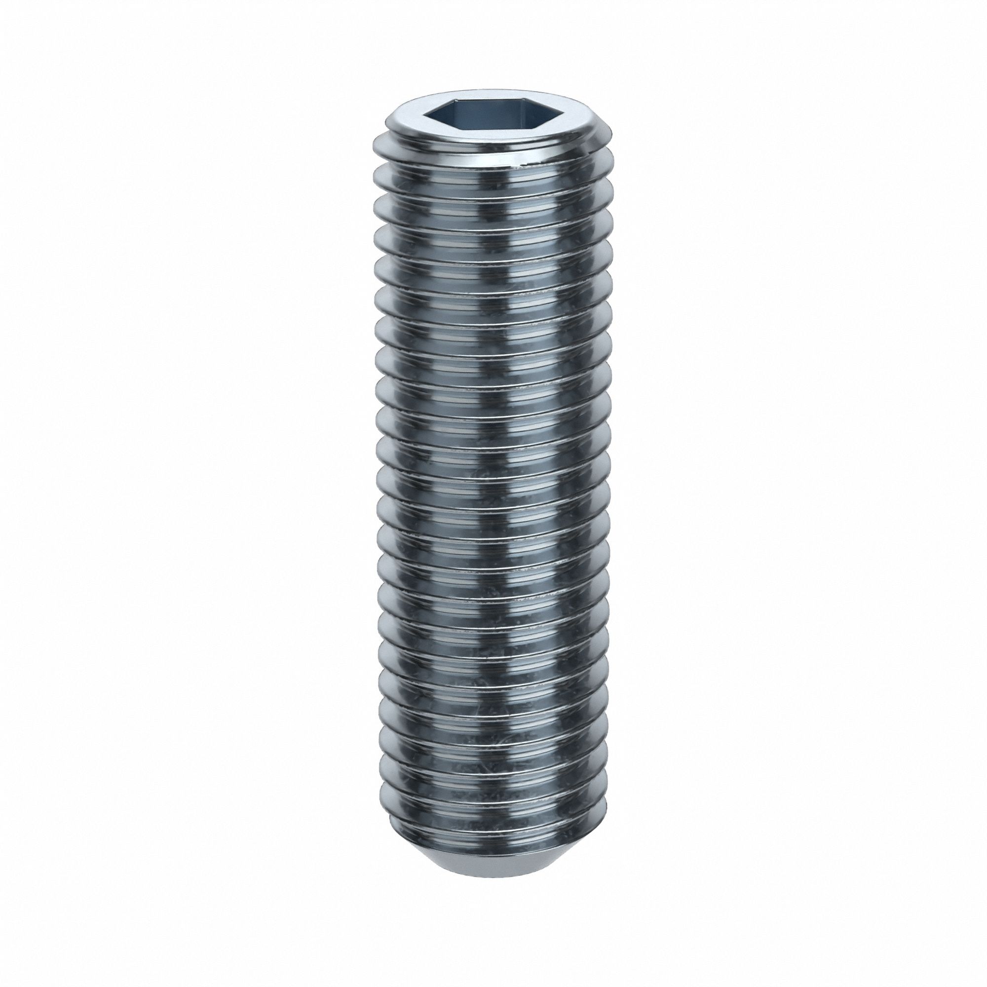 Socket Set Screw: 3/4"-10 Thread Size, 2 1/2 in Overall Lg, Flat pt, Alloy Steel, Zinc Plated, 5 PK