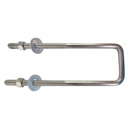 FABORY UBolt, Square Bend, Steel, Hot Dipped Galvanized, 3/8"16, 3 in