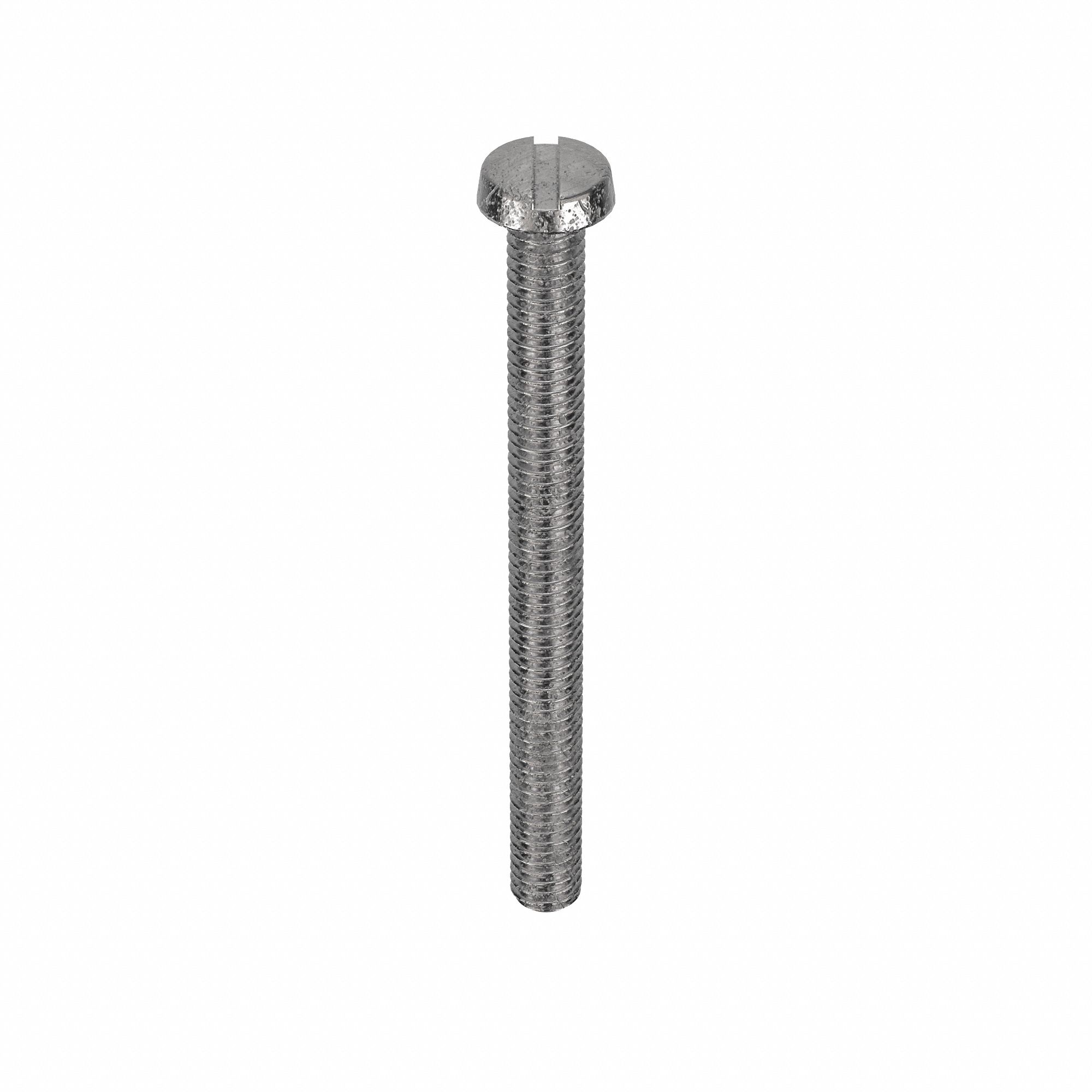 Machine Screw: M4x0.70 Thread Size, 45 mm Lg, 18-8, Stainless Steel, Plain, Cheese, Slotted, 100 PK