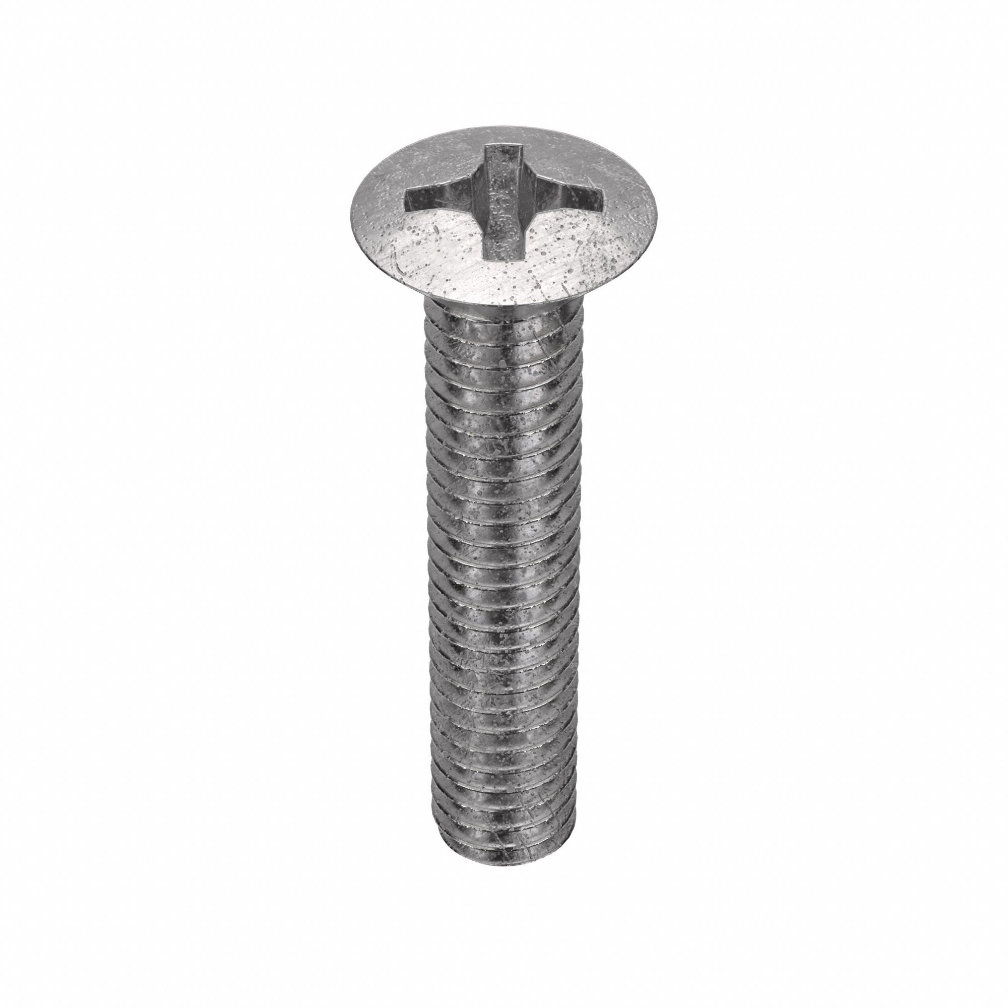 Machine Screw: M2.5x0.45 Thread Size, 12 mm Lg, 18-8, Stainless Steel, Plain, Oval, Phillips, 100 PK