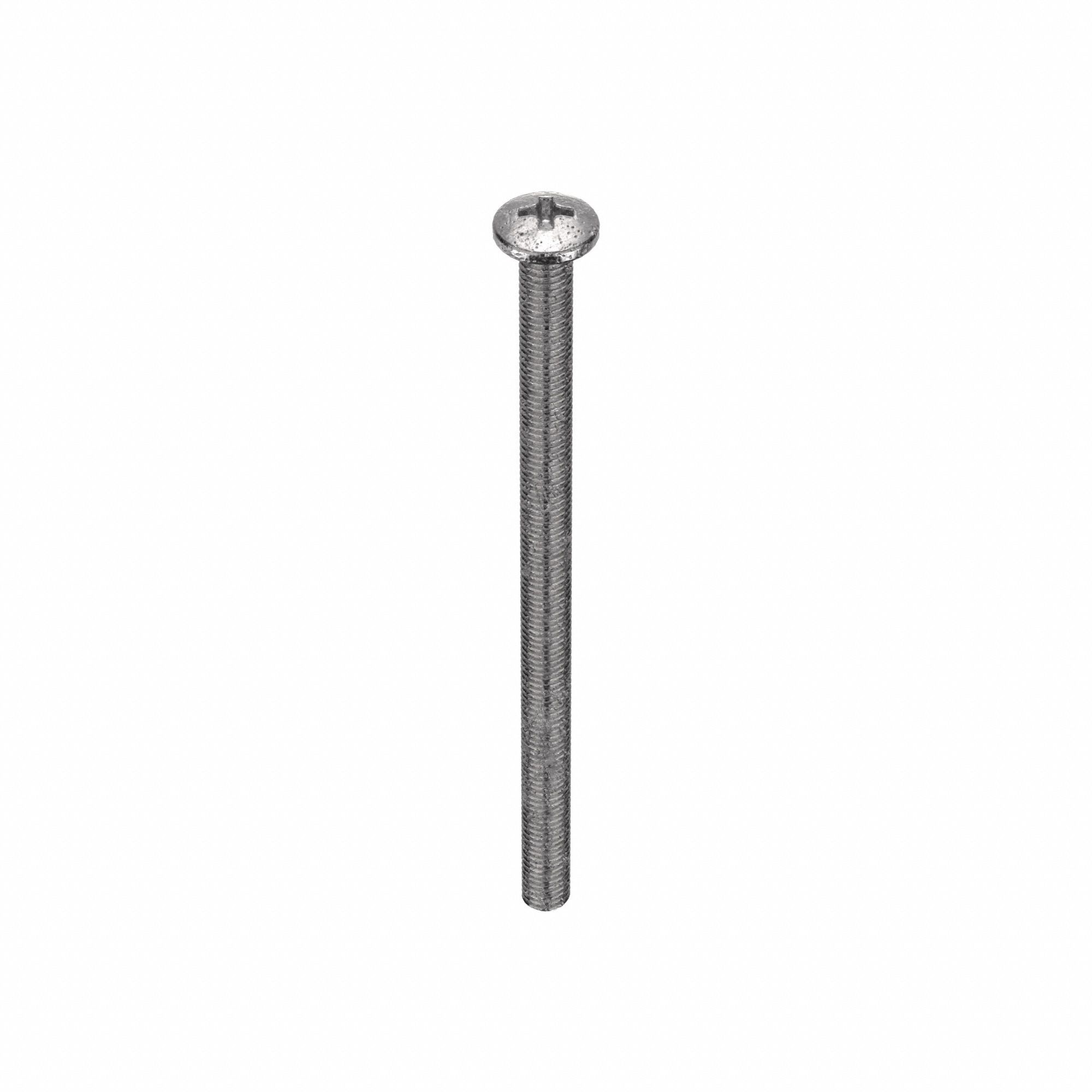 Machine Screw: #8-32 Thread Size, 2 3/4 in Lg, 18-8, Stainless Steel, Plain, Pan, Phillips, 100 PK