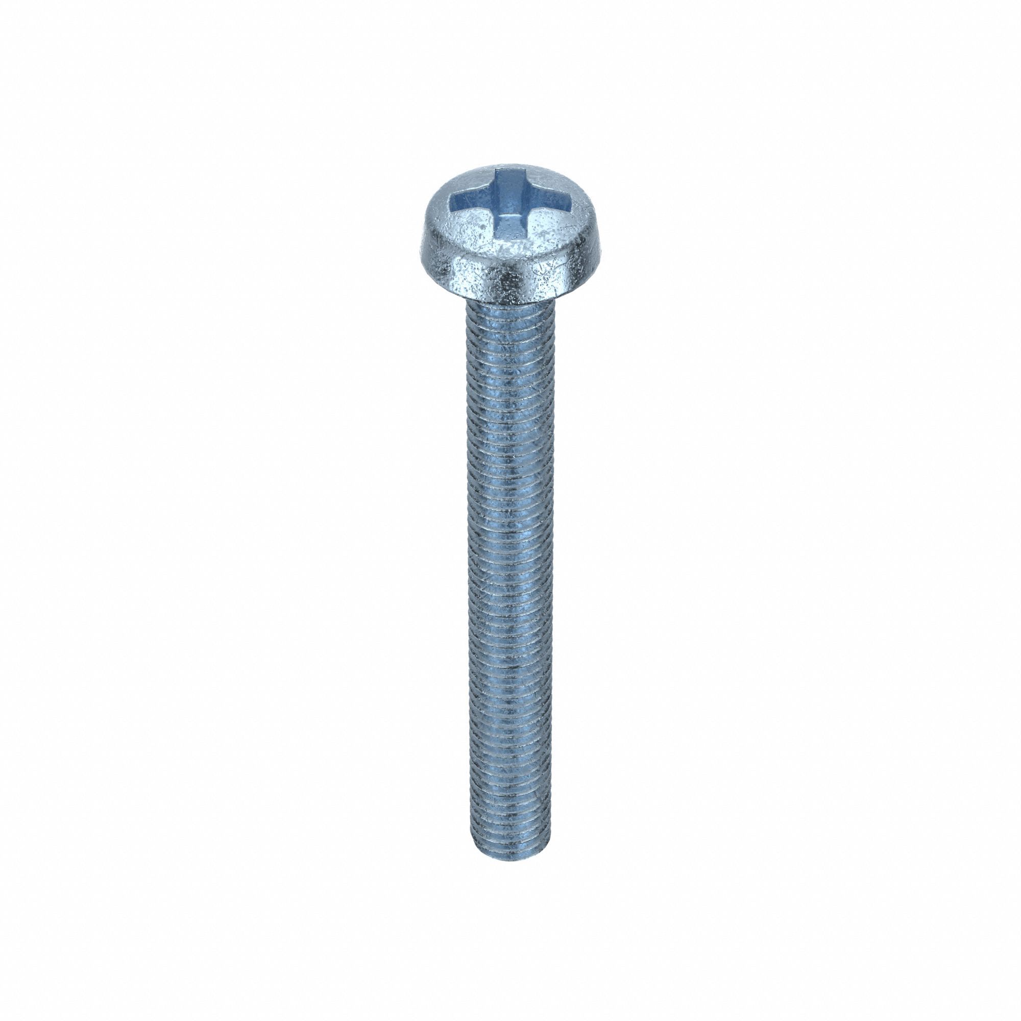 Machine Screw: M5x0.80 Thread Size, 45 mm Lg, Class 4.8, Steel, Zinc-Plated, Cheese, Phillips, 50 PK