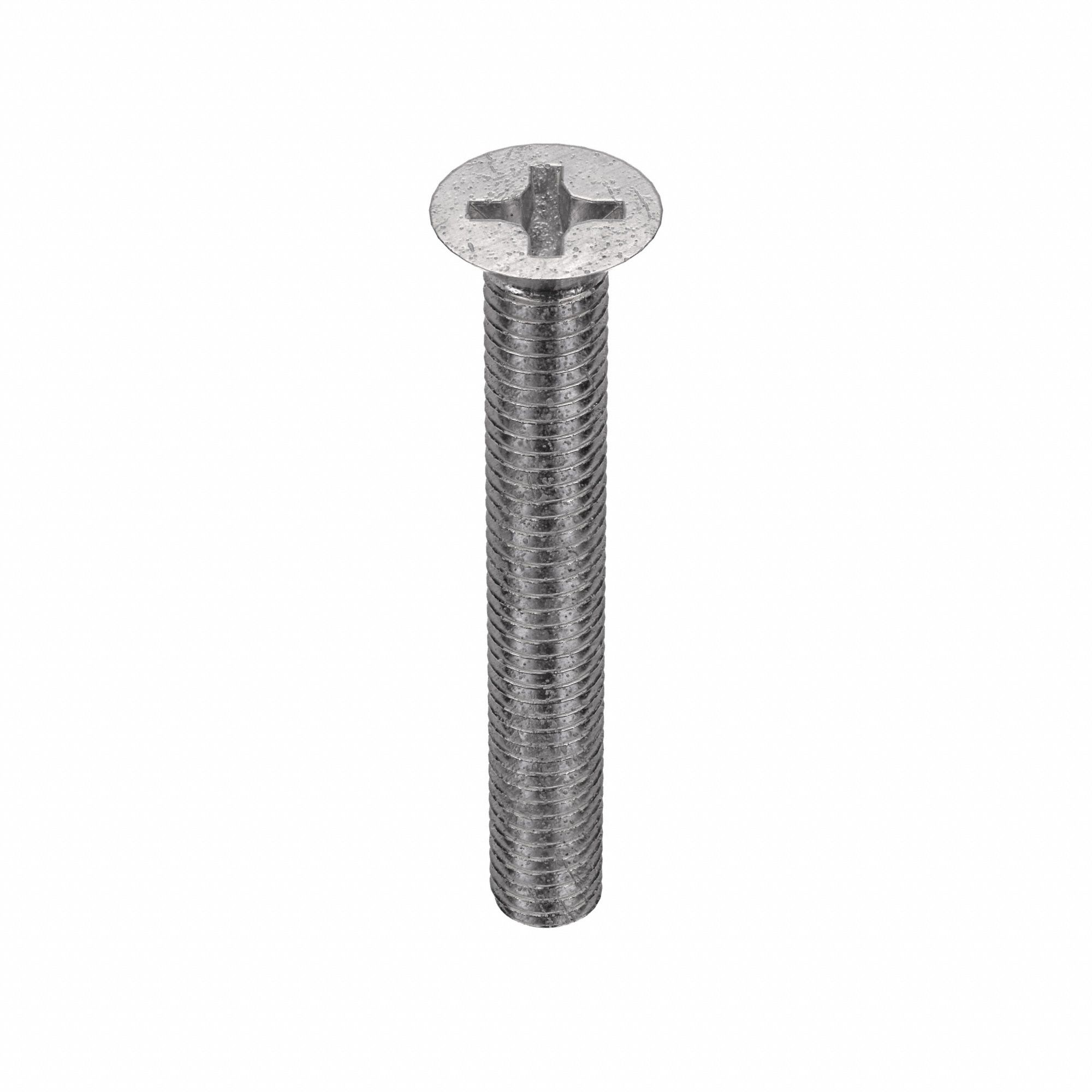 Machine Screw: M6x1.00 Thread Size, 45 mm Lg, 18-8, Stainless Steel, Plain, Flat, Phillips, 50 PK