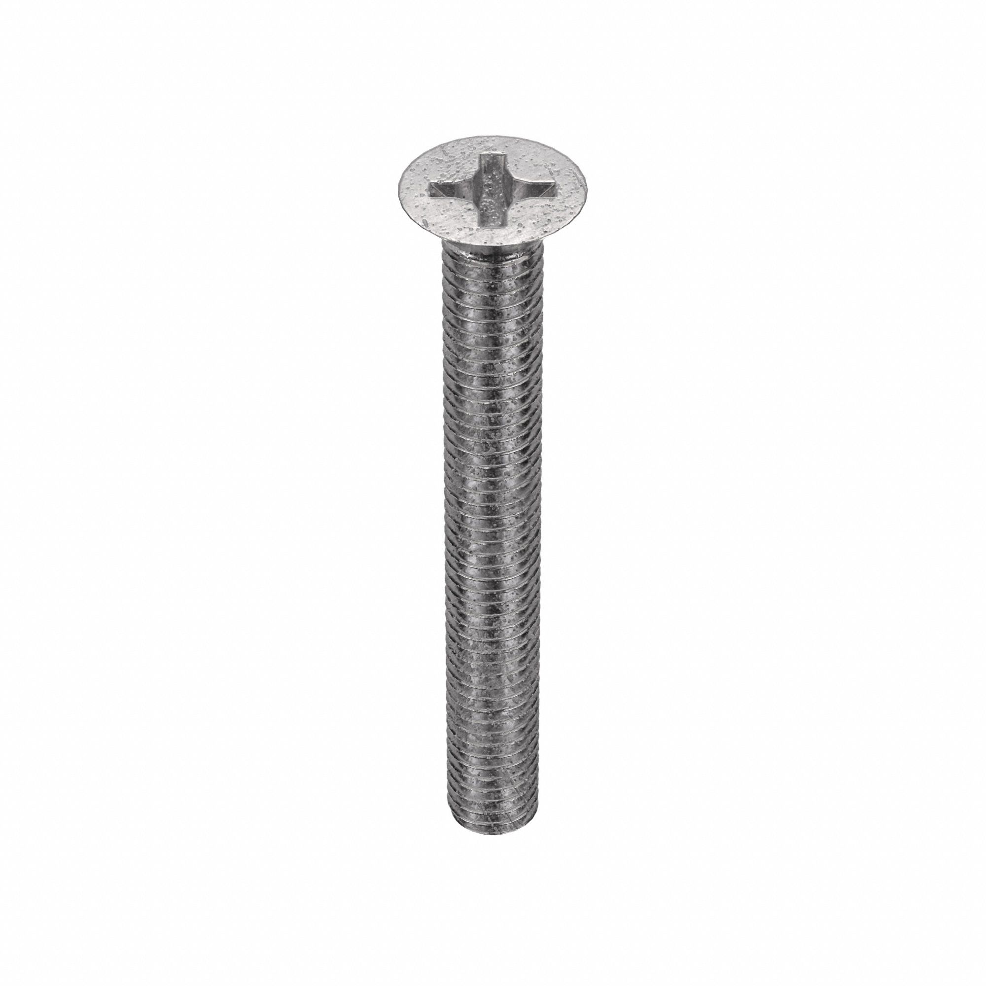 Machine Screw: M6x1.00 Thread Size, 50 mm Lg, 18-8, Stainless Steel, Plain, Flat, Phillips, 50 PK