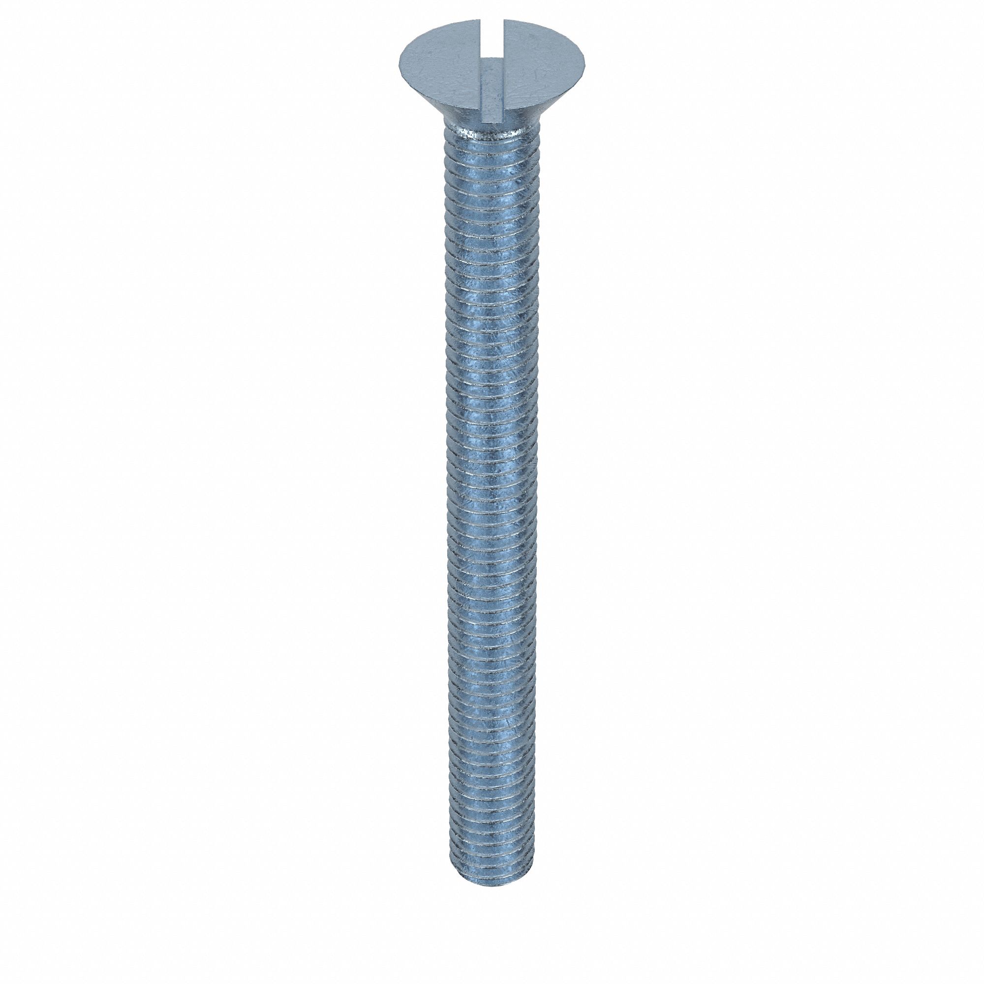 Machine Screw: 3/8"-16 Thread Size, 4 in Lg, Steel, Zinc-Plated, Flat, Slotted, Machine Screw, 50 PK
