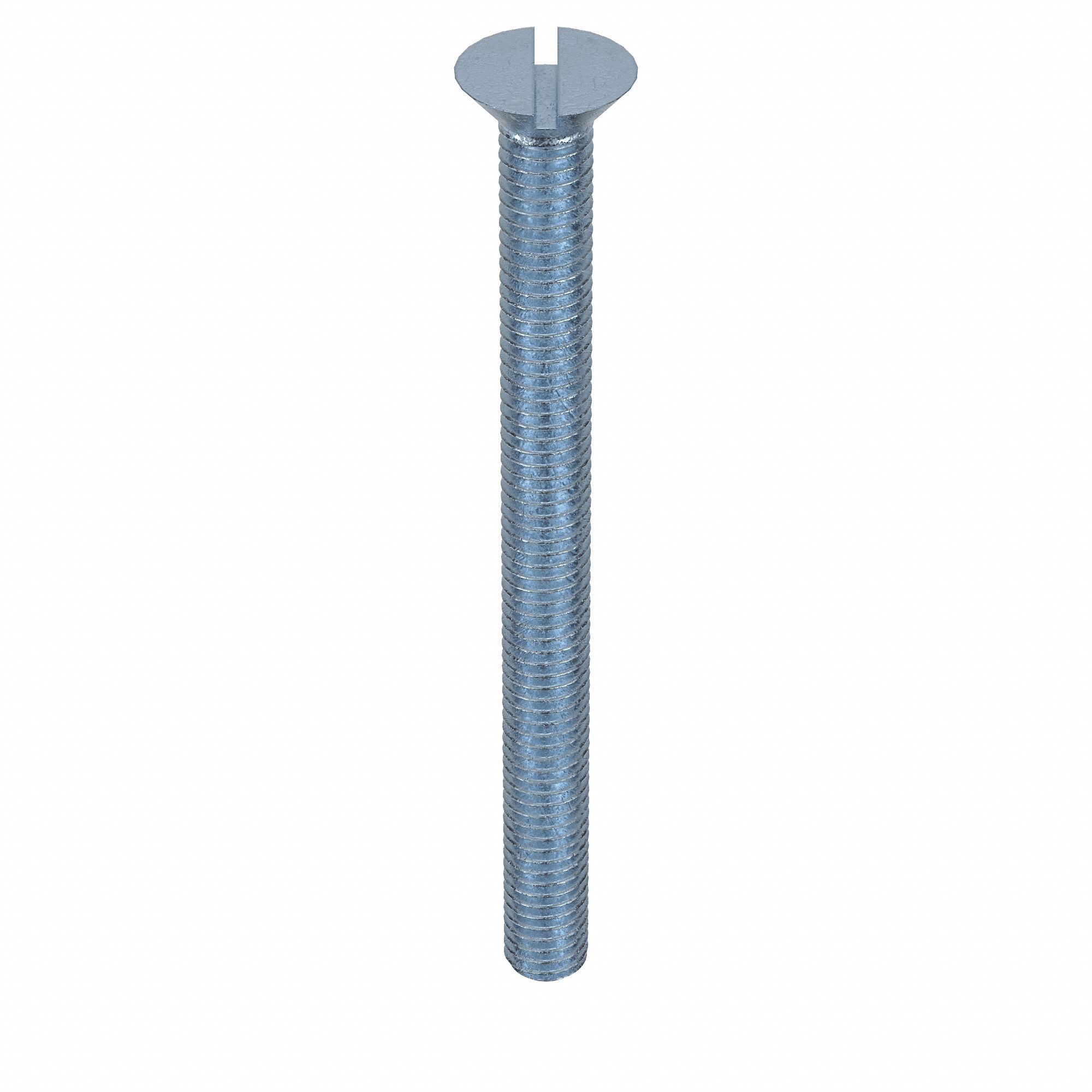 Machine Screw: 3/8"-16 Thread Size, 4 1/2 in Lg, Steel, Zinc-Plated, Flat, Slotted, 50 PK