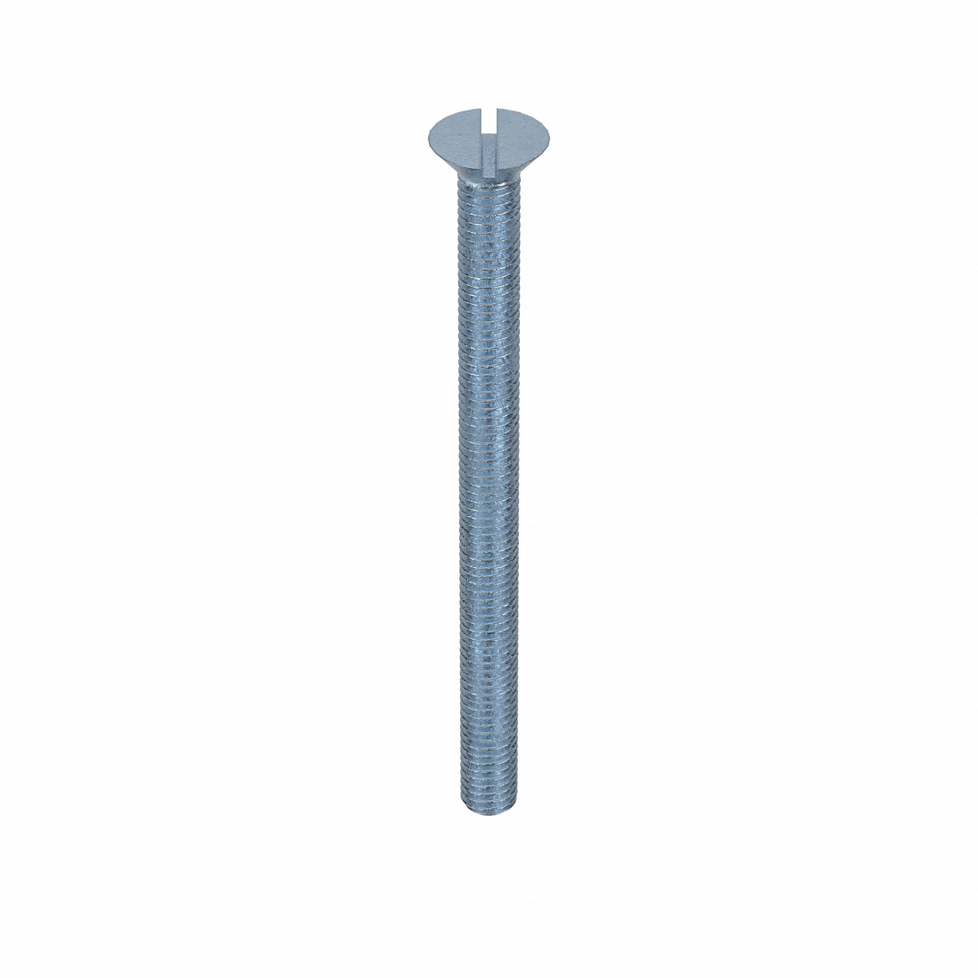 Machine Screw: 3/8"-16 Thread Size, 5 in Lg, Steel, Zinc-Plated, Flat, Slotted, Machine Screw, 50 PK