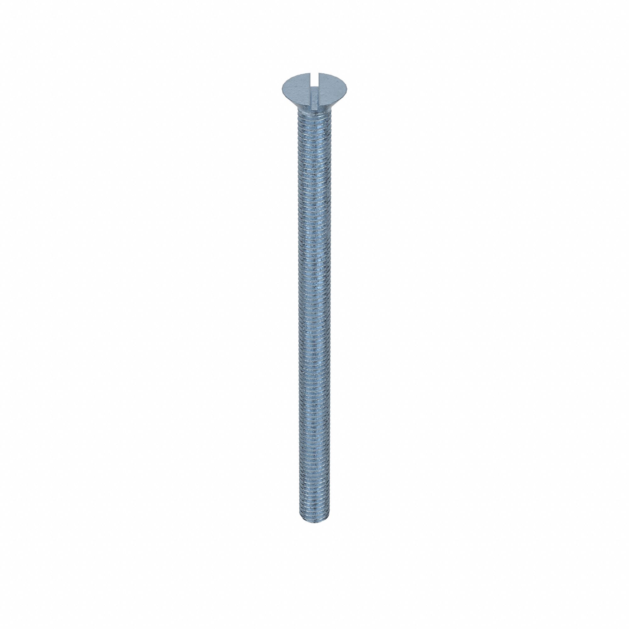 Machine Screw: 3/8"-16 Thread Size, 6 in Lg, Steel, Zinc-Plated, Flat, Slotted, Machine Screw, 50 PK