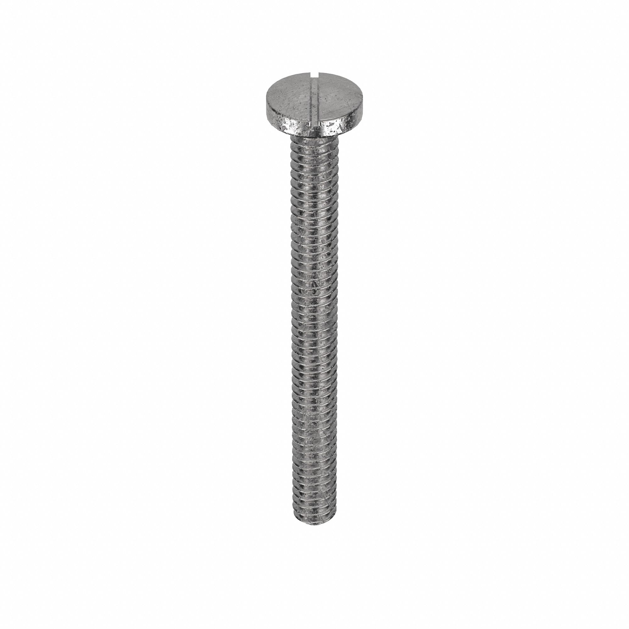 Machine Screw: #10-24 Thread Size, 2 in Lg, 18-8, Stainless Steel, Plain, Pan, Slotted, 50 PK