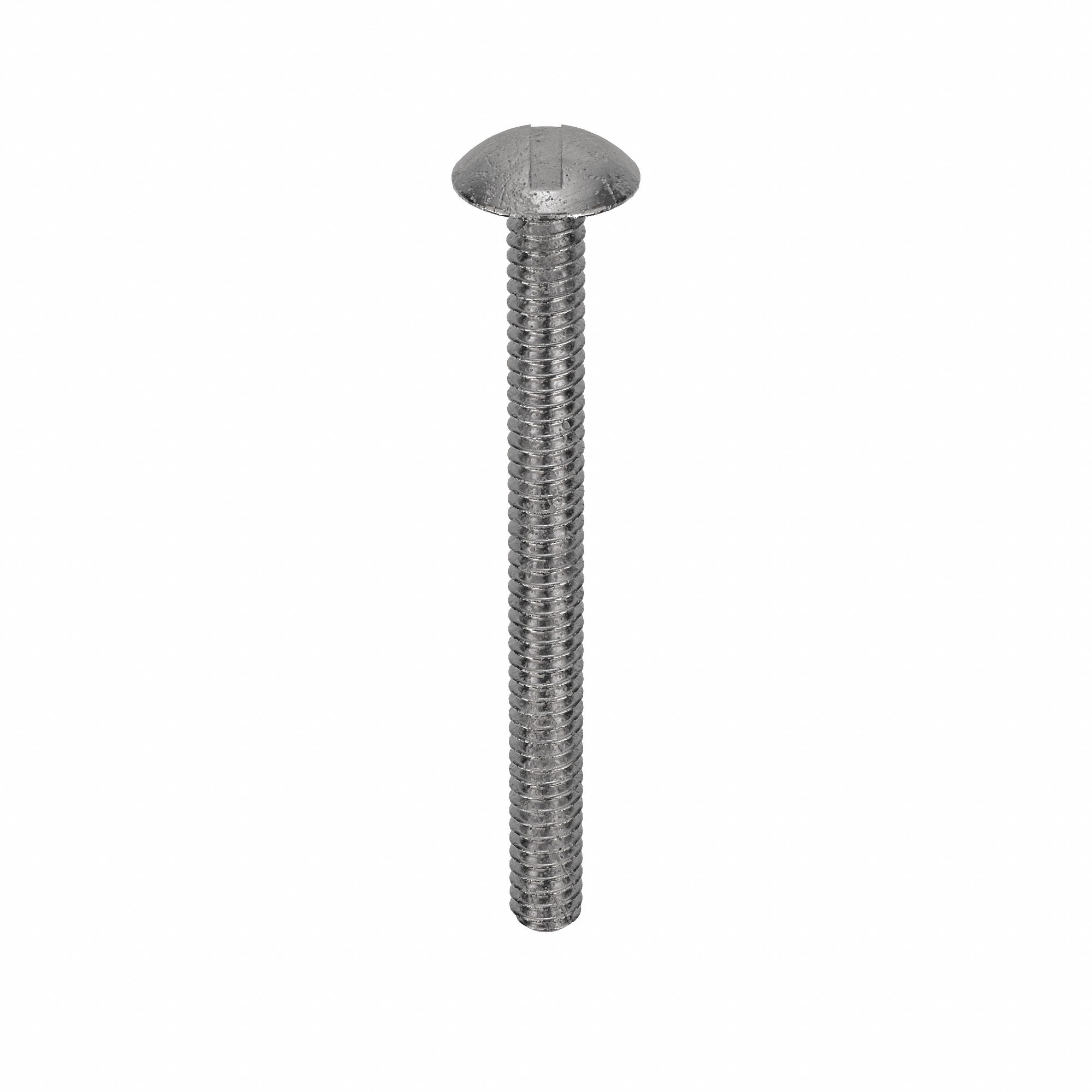 Machine Screw: #10-24 Thread Size, 2 in Lg, 18-8, Stainless Steel, Plain, Truss, Slotted, 50 PK