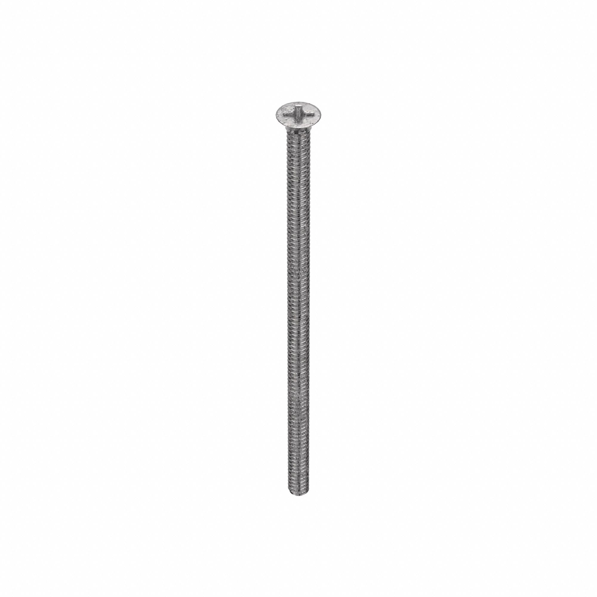 Machine Screw: #6-32 Thread Size, 3 in Lg, 18-8, Stainless Steel, Plain, Flat, Phillips, 50 PK