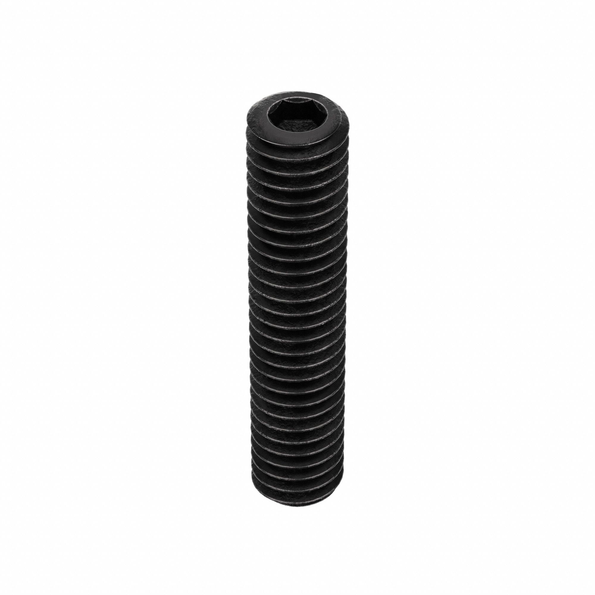 Socket Set Screw: M4x0.7 Thread Size, 20 mm Overall Lg, Flat pt, Steel, Black Oxide, Socket, 100 PK