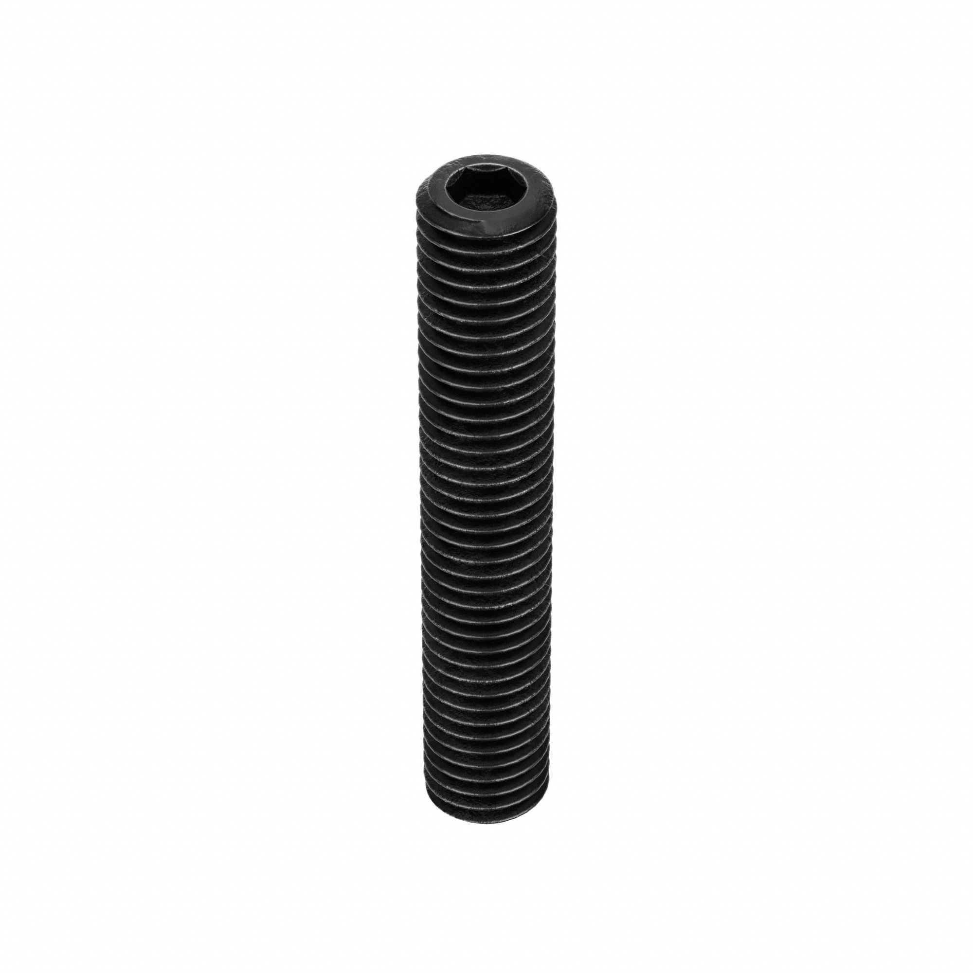 Socket Set Screw: M10x1.5 Thread Size, 60 mm Overall Lg, Flat pt, Steel, Black Oxide, Socket, 50 PK