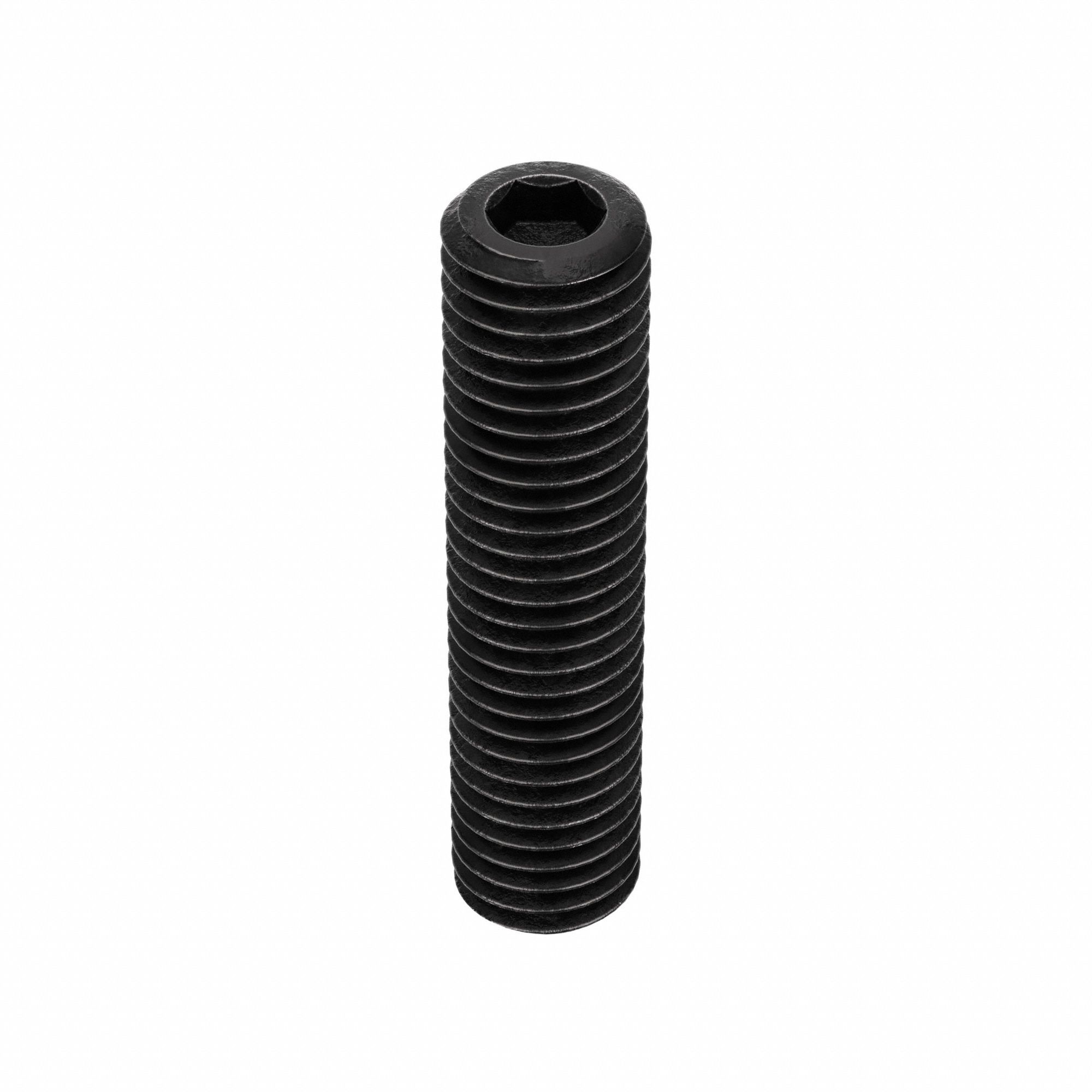 Socket Set Screw: M10x1.5 Thread Size, 45 mm Overall Lg, Cup pt, Steel, Black Oxide, Socket, 50 PK