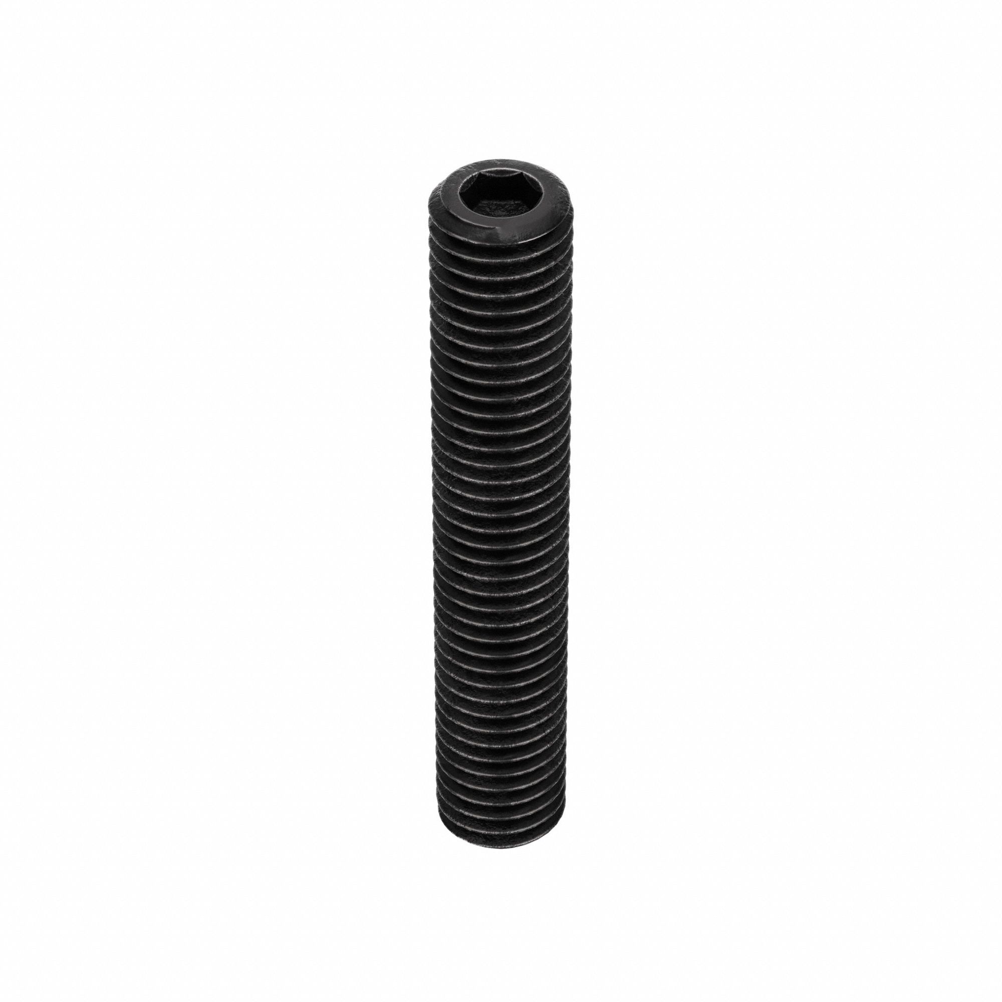 Socket Set Screw: M10x1.5 Thread Size, 60 mm Overall Lg, Cup pt, Steel, Black Oxide, Socket, 50 PK