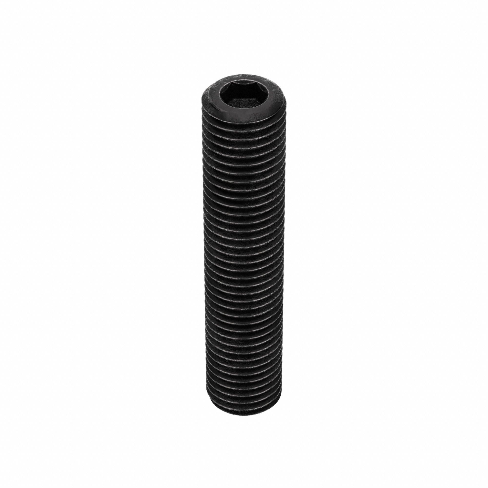 Socket Set Screw: M16x2 Thread Size, 80 mm Overall Lg, Cup pt, Steel, Black Oxide, Socket, 10 PK