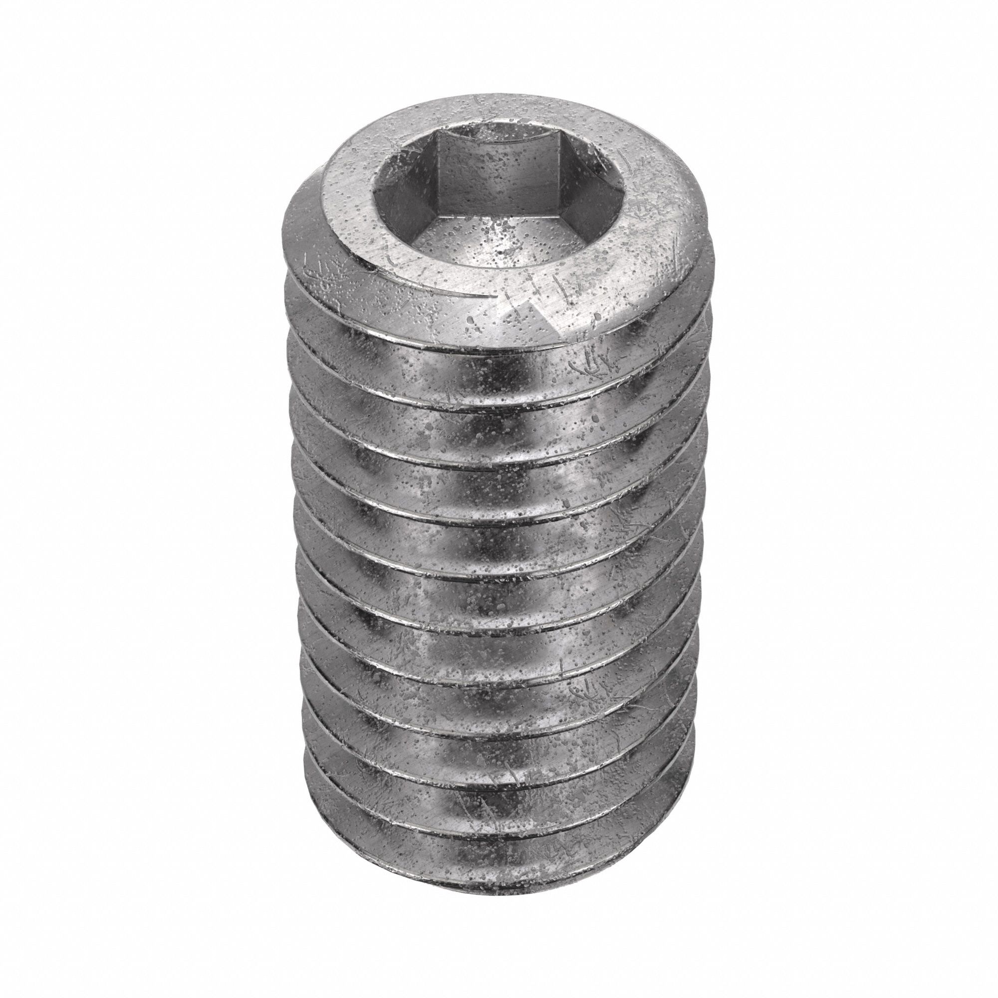 Socket Set Screw: M3x0.5 Thread Size, 6 mm Overall Lg, Flat pt, Stainless Steel, Plain, 100 PK