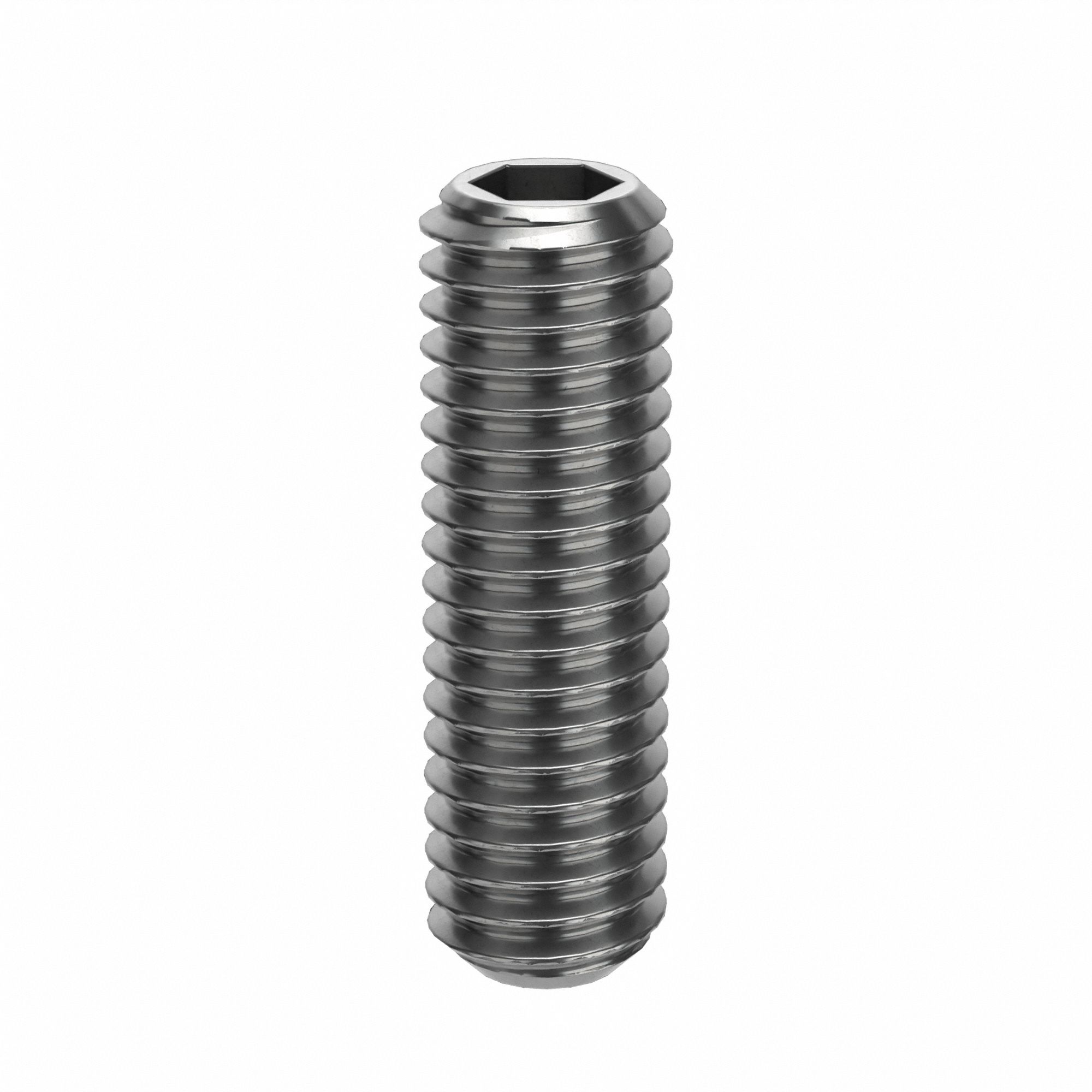 Socket Set Screw: M3x0.5 Thread Size, 10 mm Overall Lg, Flat pt, Stainless Steel, Plain, 100 PK