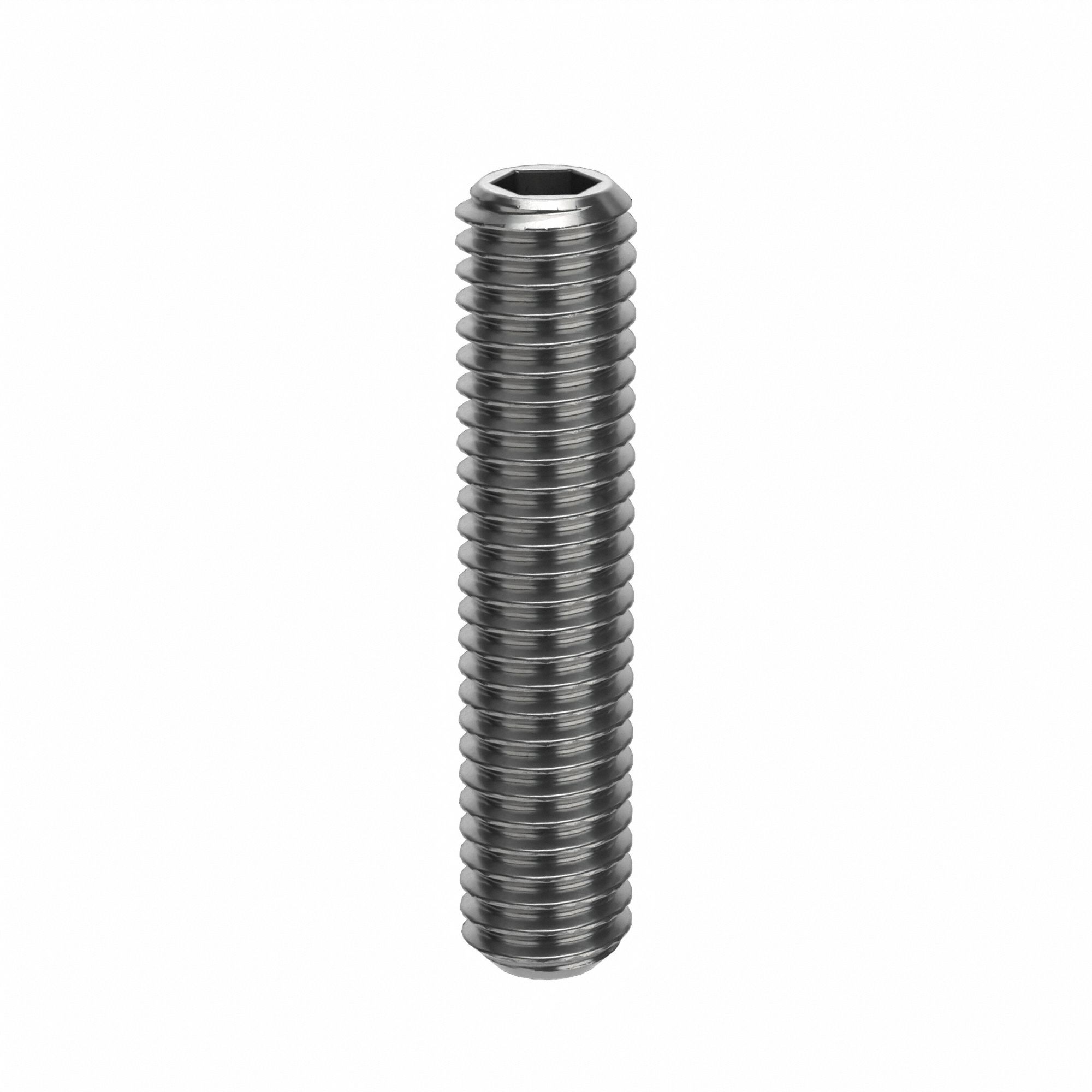 Socket Set Screw: M3x0.5 Thread Size, 14 mm Overall Lg, Flat pt, Stainless Steel, Plain, 100 PK