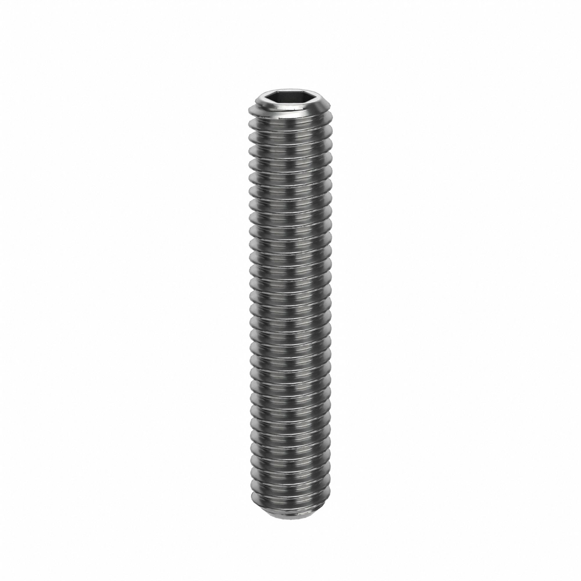 Socket Set Screw: M3x0.5 Thread Size, 16 mm Overall Lg, Flat pt, Stainless Steel, Plain, 100 PK