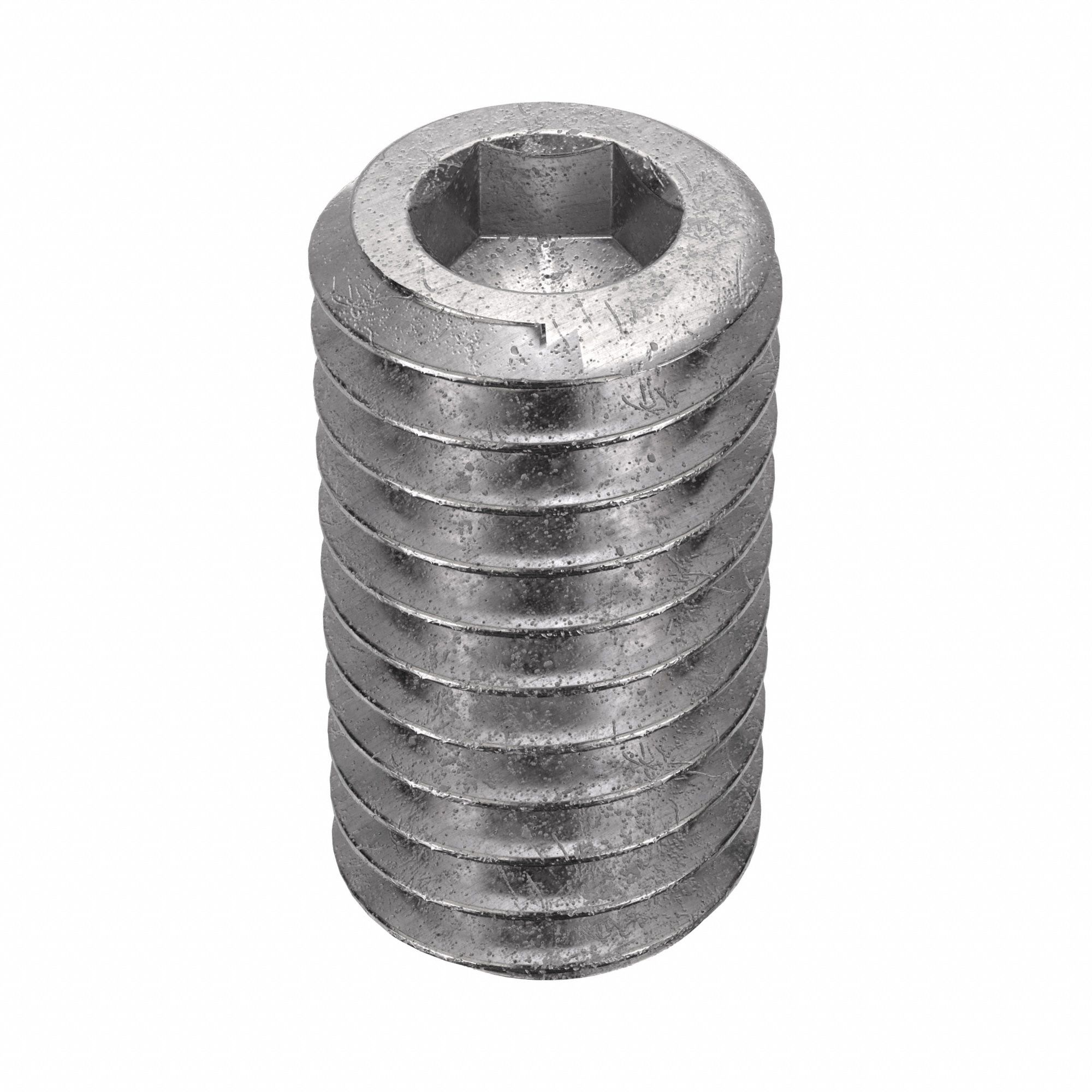 Socket Set Screw: M6x1 Thread Size, 12 mm Overall Lg, Flat pt, Stainless Steel, Plain, 100 PK