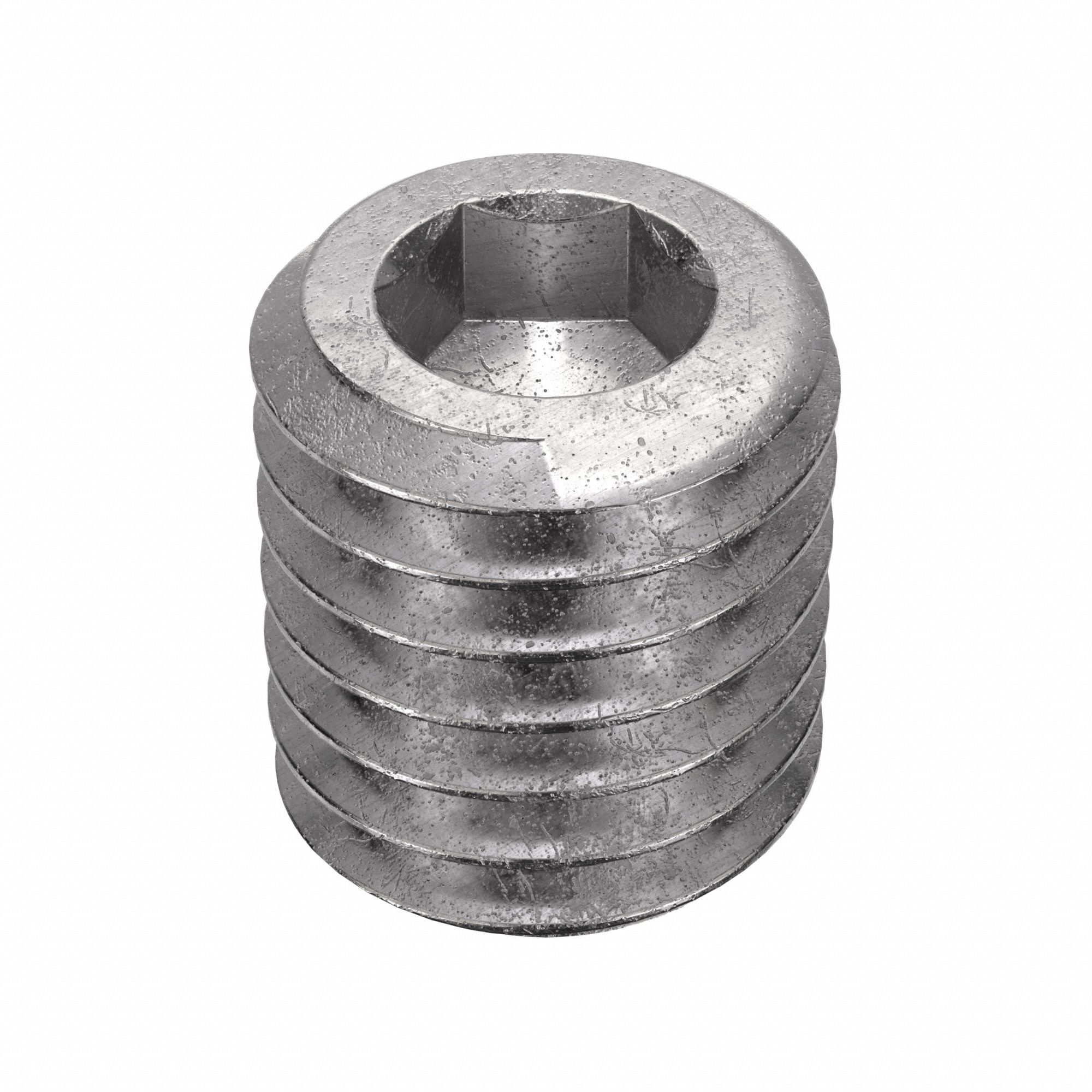 Socket Set Screw: M8x1.25 Thread Size, 10 mm Overall Lg, Flat pt, Stainless Steel, Plain, 100 PK