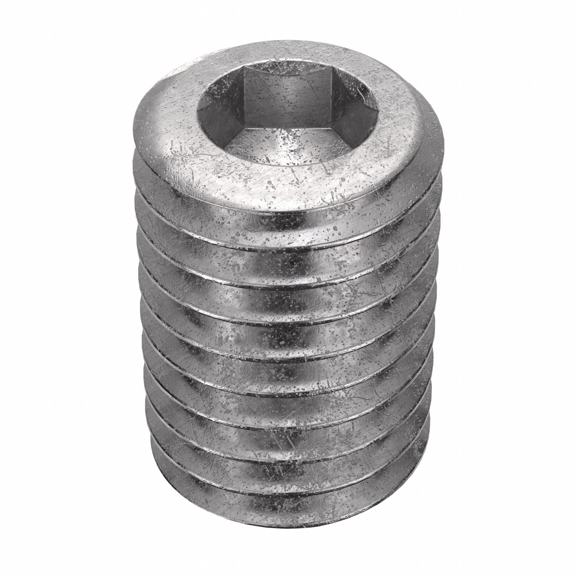Socket Set Screw: M10x1.5 Thread Size, 16 mm Overall Lg, Flat pt, Stainless Steel, Plain, 50 PK