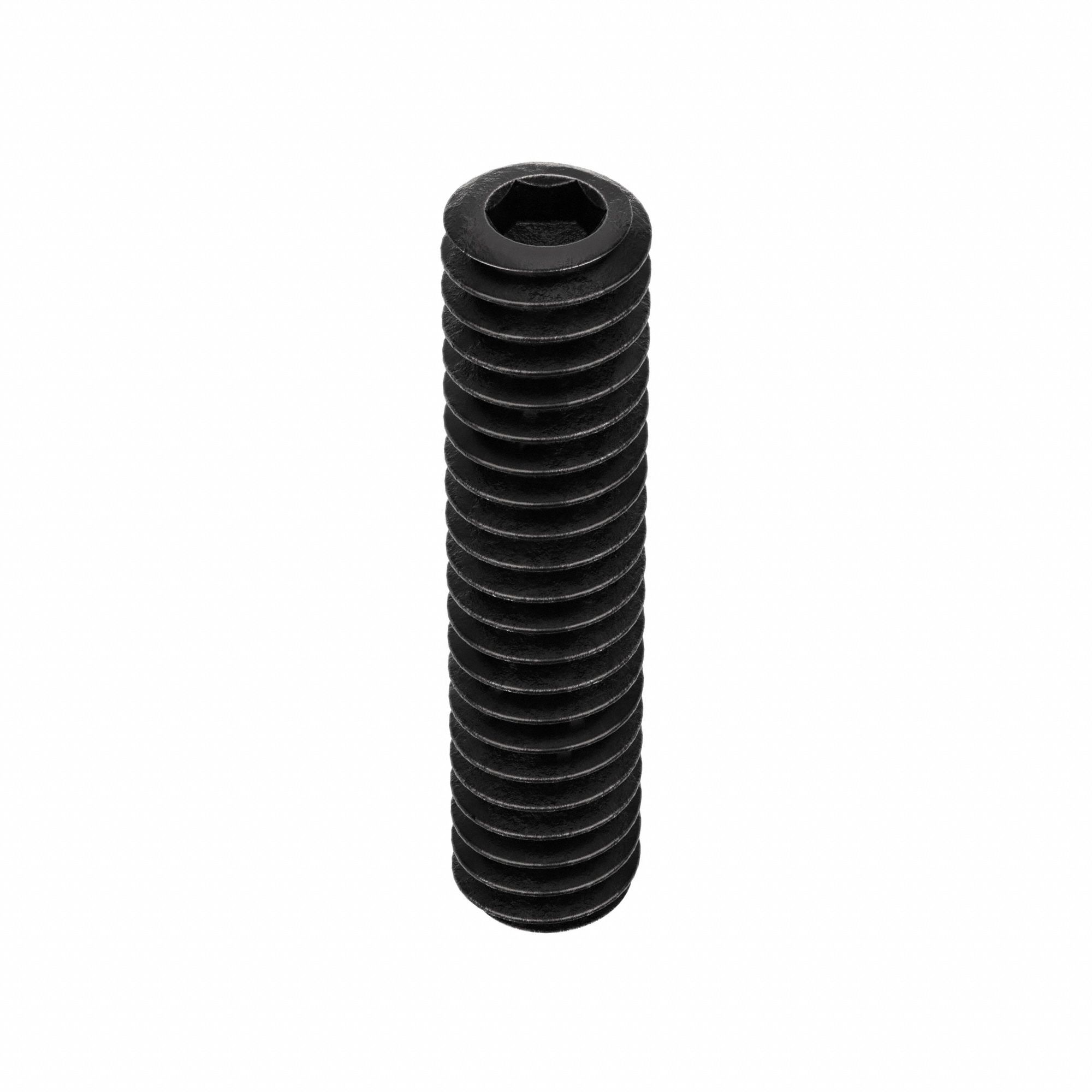 Socket Set Screw: 1/4"-20 Thread Size, 1 1/8 in Overall Lg, Cup pt, Alloy Steel, Black Oxide, 100 PK