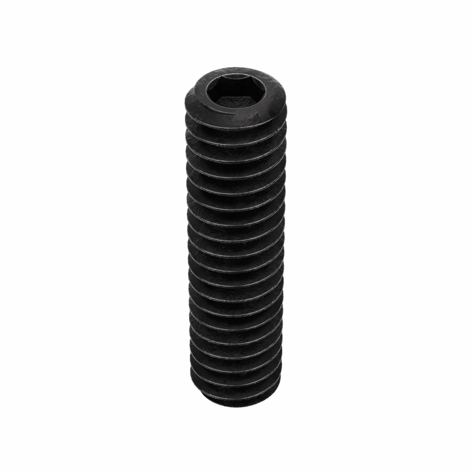 Socket Set Screw: 1/4"-20 Thread Size, 1 in Overall Lg, Oval pt, Alloy Steel, Black Oxide, 100 PK