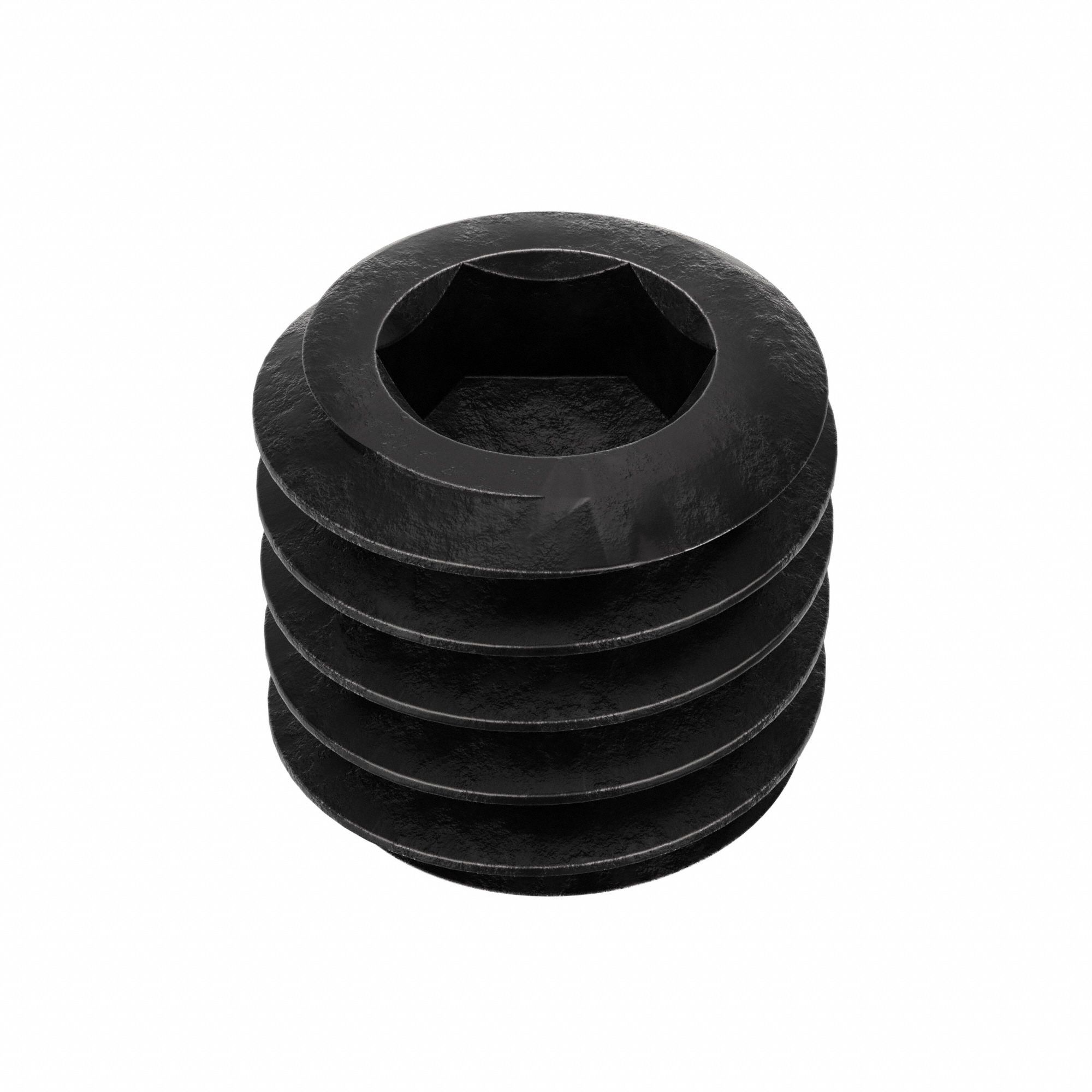 Socket Set Screw: 3/8"-16 Thread Size, 3/8 in Overall Lg, Oval pt, Alloy Steel, Black Oxide, 100 PK