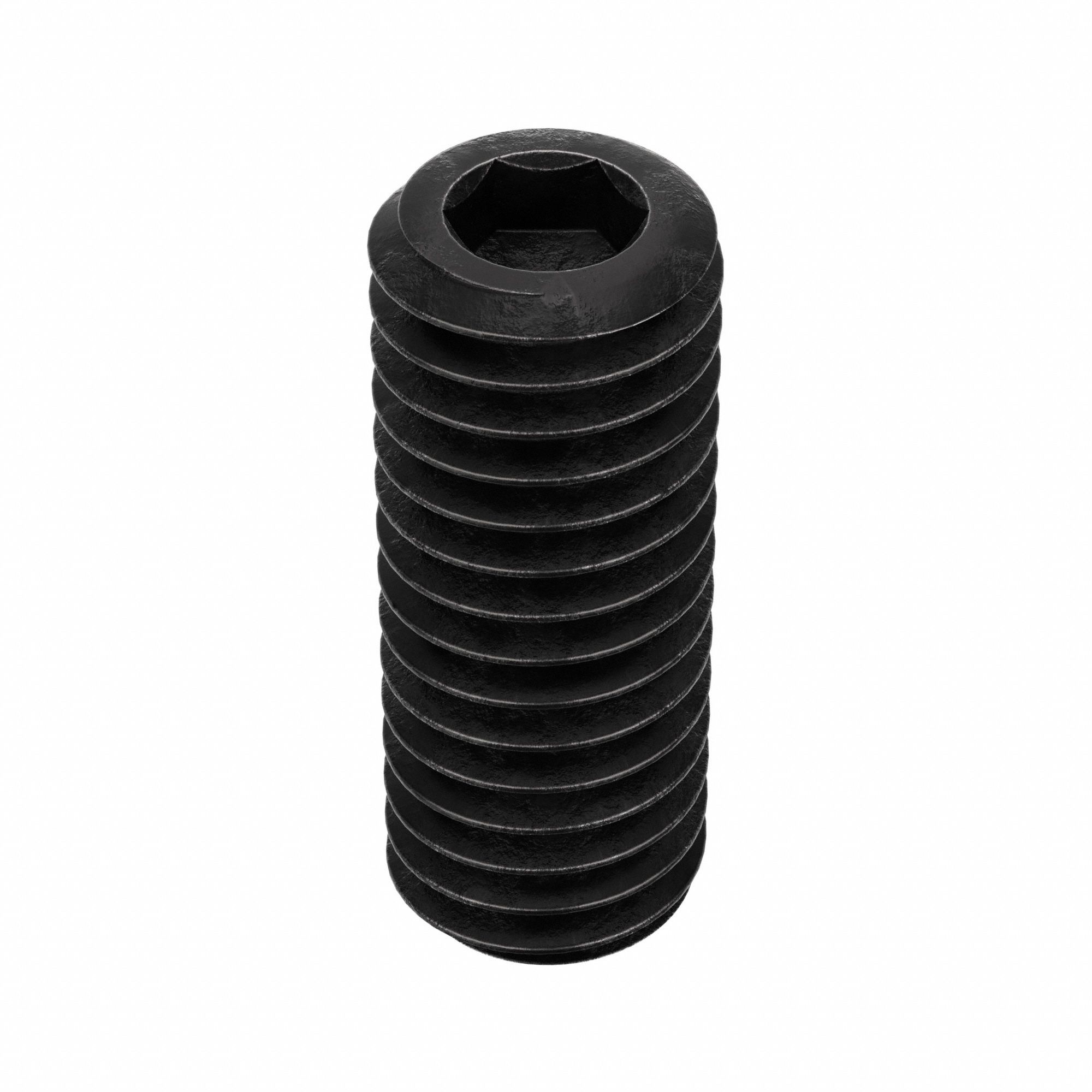 Socket Set Screw: 3/8"-16 Thread Size, 1 in Overall Lg, Oval pt, Alloy Steel, Black Oxide, 100 PK