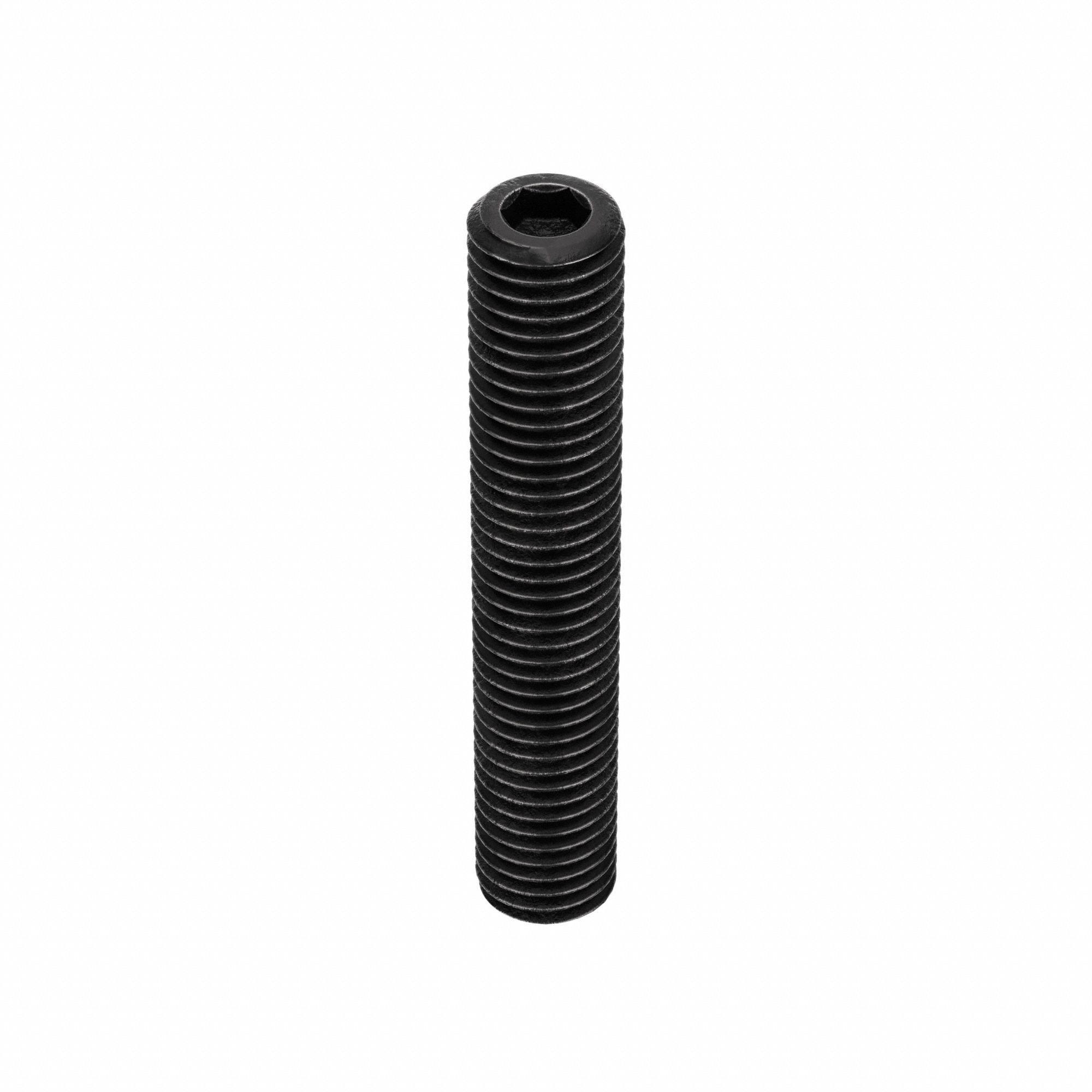Socket Set Screw: 1/4"-28 Thread Size, 1 1/2 in Overall Lg, Cup pt, Alloy Steel, Black Oxide, 100 PK