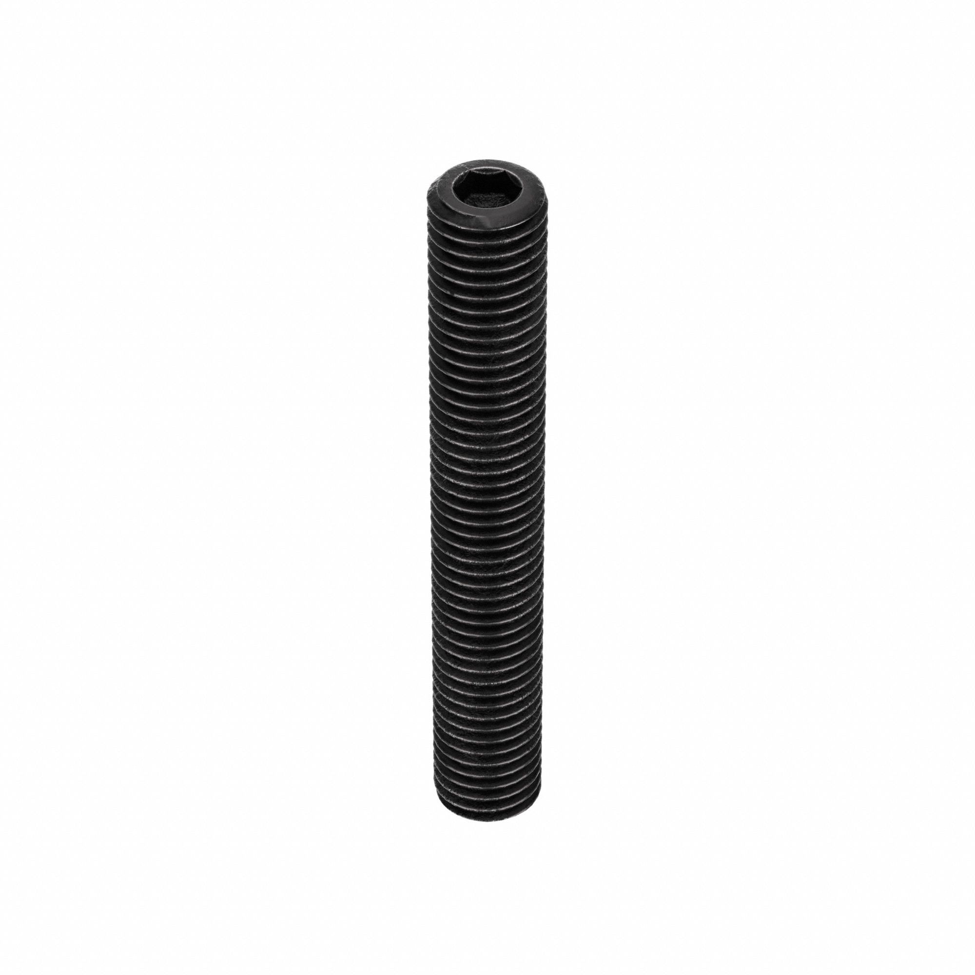 Socket Set Screw: 1/4"-28 Thread Size, 1 3/4 in Overall Lg, Cup pt, Alloy Steel, Black Oxide, 100 PK