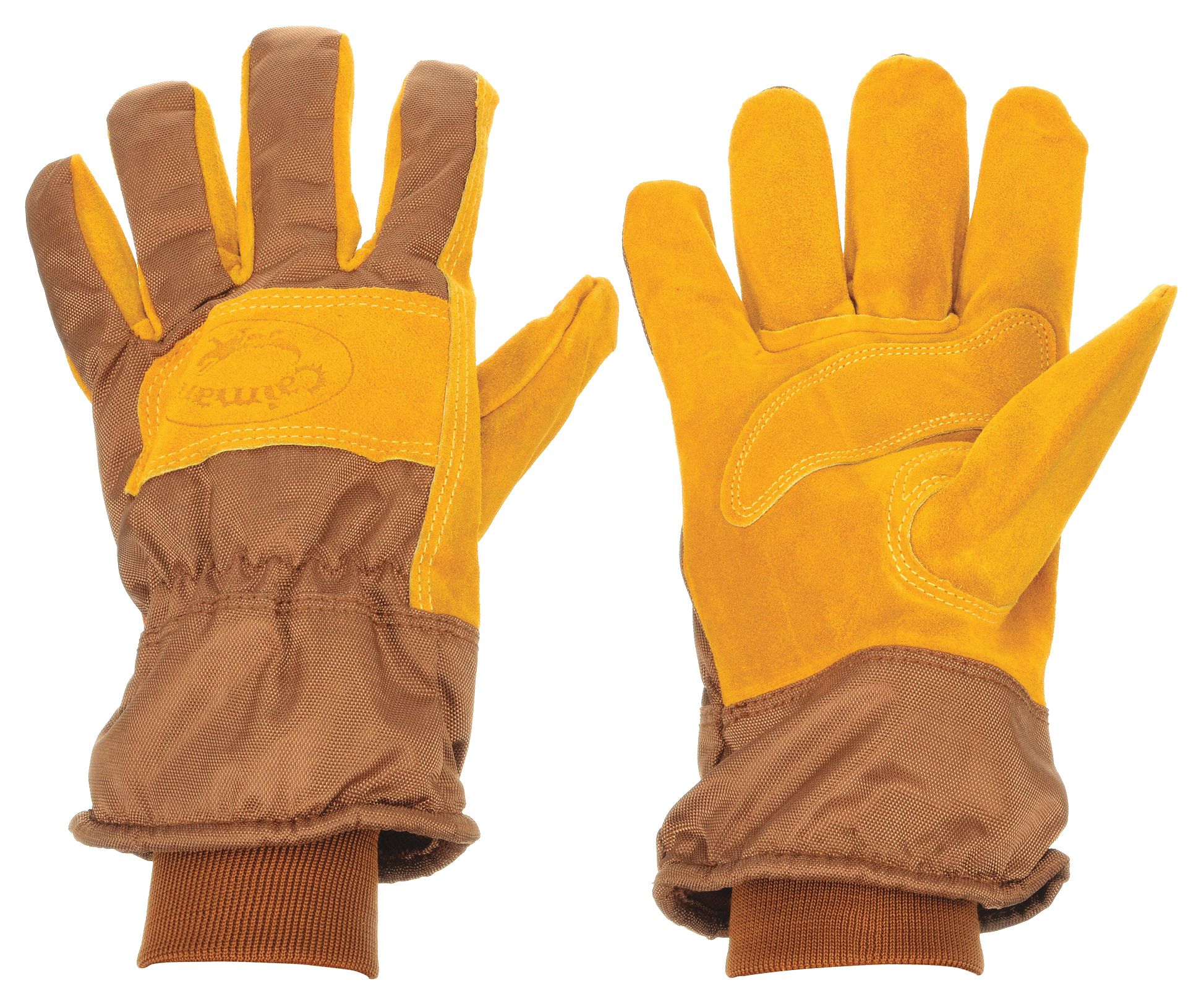LEATHER GLOVES, M (8), COW SPLIT LEATHER PREMIUM, FULL FINGER, FLEECE, BROWN