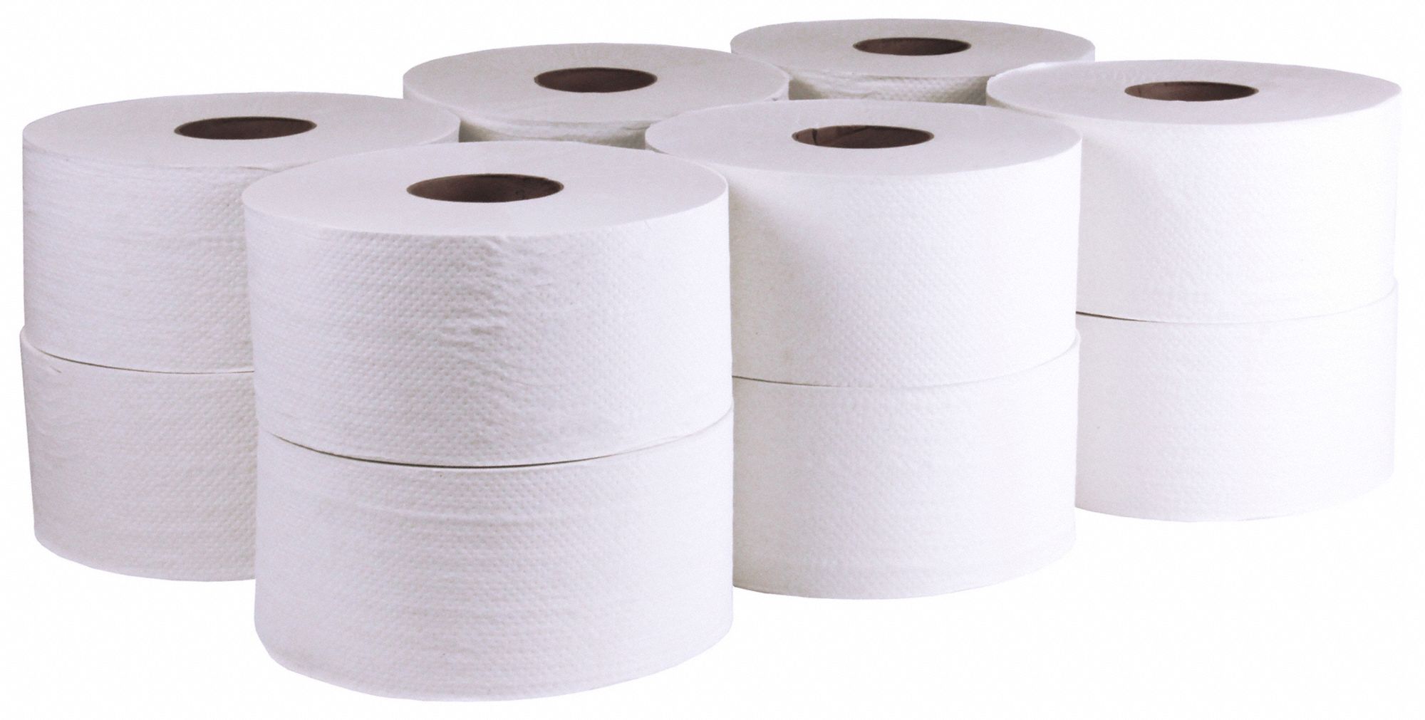 TOILET PAPER ROLL, JUMBO CORE, 2 PLY, CONTINUOUS, 750 FT LENGTH, 3⅜ IN, 12 PK