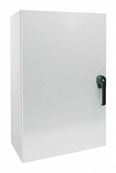 Enclosure: Steel, 20 in x 20 in x 12 in, NEMA 12/13/3R/4, Solid Cover, Hinged, Painted