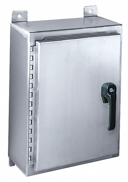 Enclosure: 304 Stainless Steel, 30 in x 24 in x 8 in, NEMA 12/3R/4/4X, Solid Cover, Hinged