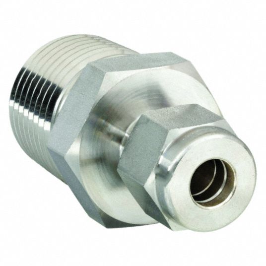 Compression Tube Fitting 1/2 Tube OD x 1/2 NPT Male Connector 316 St