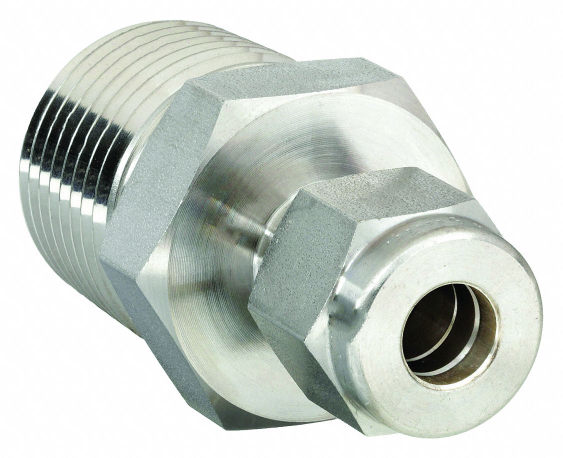 Compression Fitting – 10mm Tube OD To 1/4 Inch NPT Male Adapter, Brass, By DYNAPEX