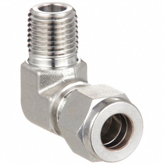 Stainless Steel Compression Fittings - 90 Degree Male Elbow - 1/2T x 1/2  MNPT