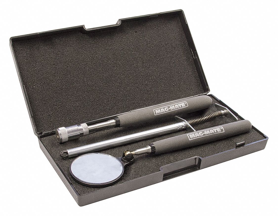 INSPECTION AND RETRIEVAL KIT, KNURLED STAINLESS STEEL HANDLE, 2 PIECES, 7 IN L