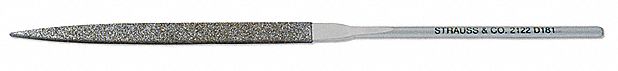 Needle File: Rectangular, 170_200 Grit, 2 75591/100000 in Lg without Tang, 3/16 in Wd, 3/64 in Thick