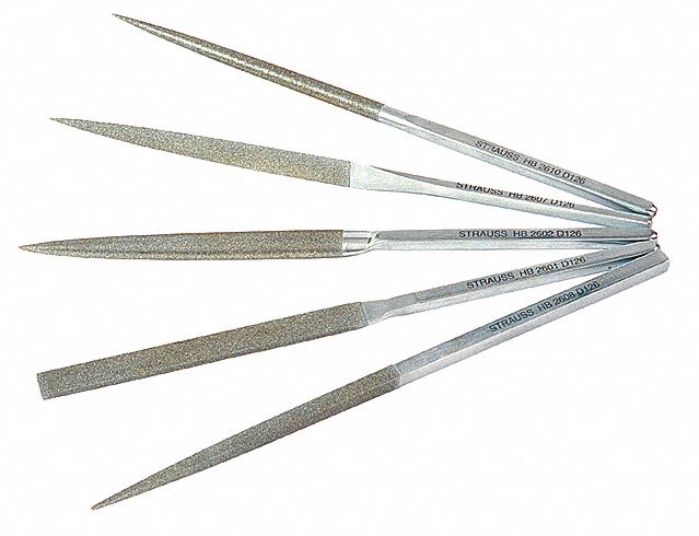 Habilis File Set: Equaling/Half Round/Round/Square/Triangular, 215 mm Lg without Tang, 5 Pieces