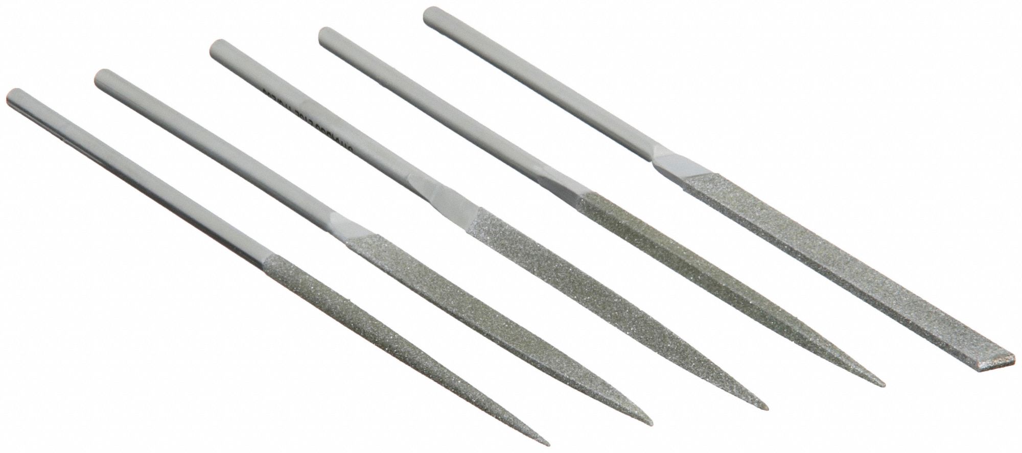 Needle File Set: Equaling/Half Round/Round/Square/Triangular, 140 mm Lg without Tang, 5 Pieces