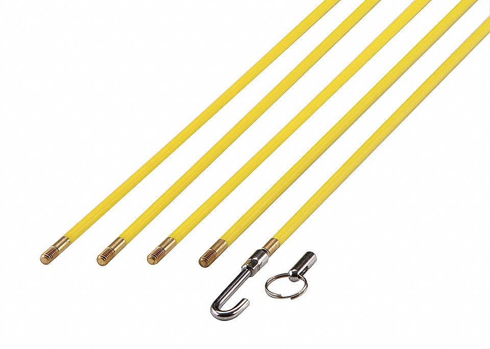 FISH STICK, 1/4 IN ROD DIA, 24 FT, BULLET NOSE/SINGLE HOOK END, 5 RODS INCLUDED