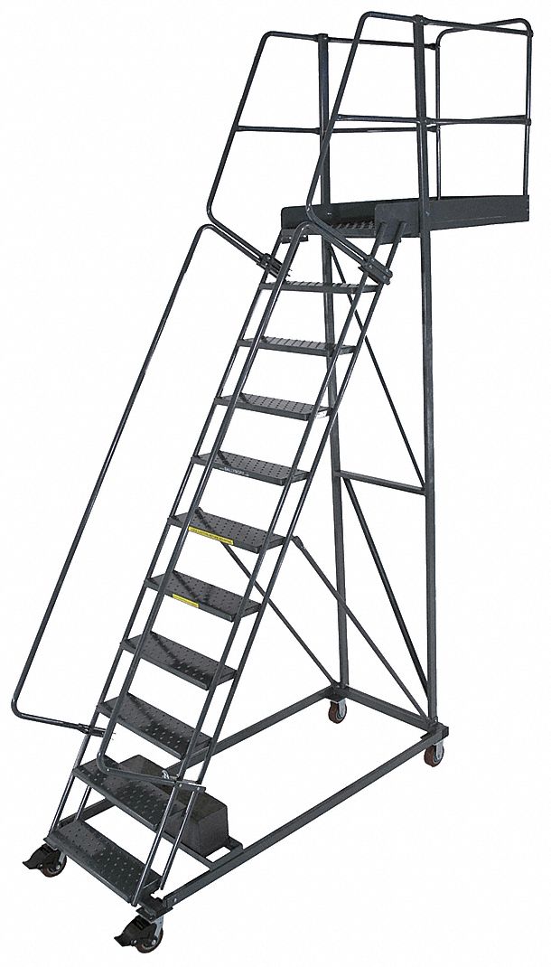 ROLLING CANTILEVER LADDER, 9.2 FT PLATFORM H, UNASSEMBLED, LOCKING CASTERS, STEEL