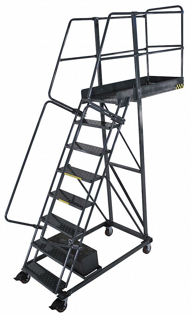 ROLLING CANTILEVER LADDER, 6.7 FT PLATFORM H, UNASSEMBLED, LOCKING CASTERS, STEEL